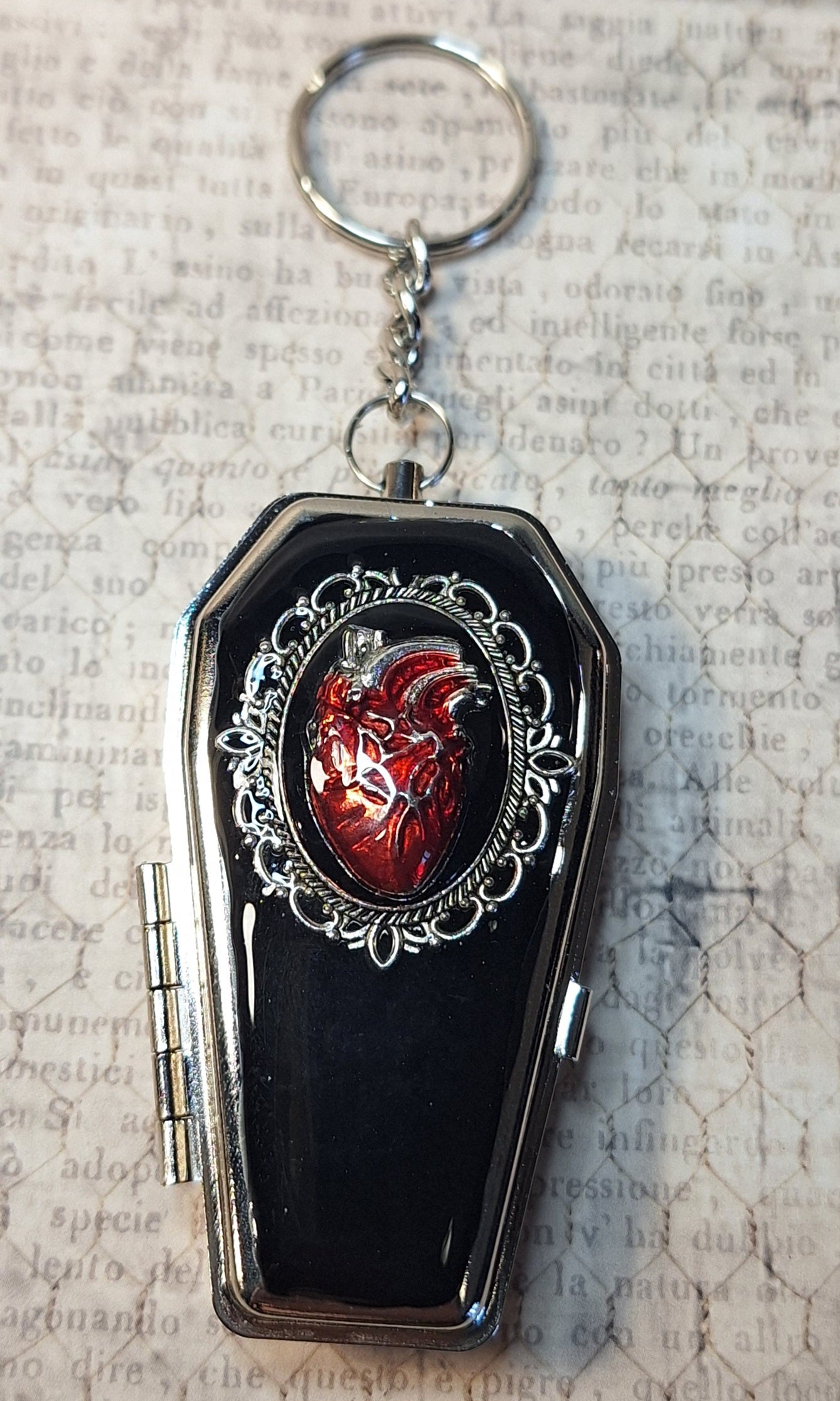 Anatomical Heart Coffin Trinket Box Holder Keychain