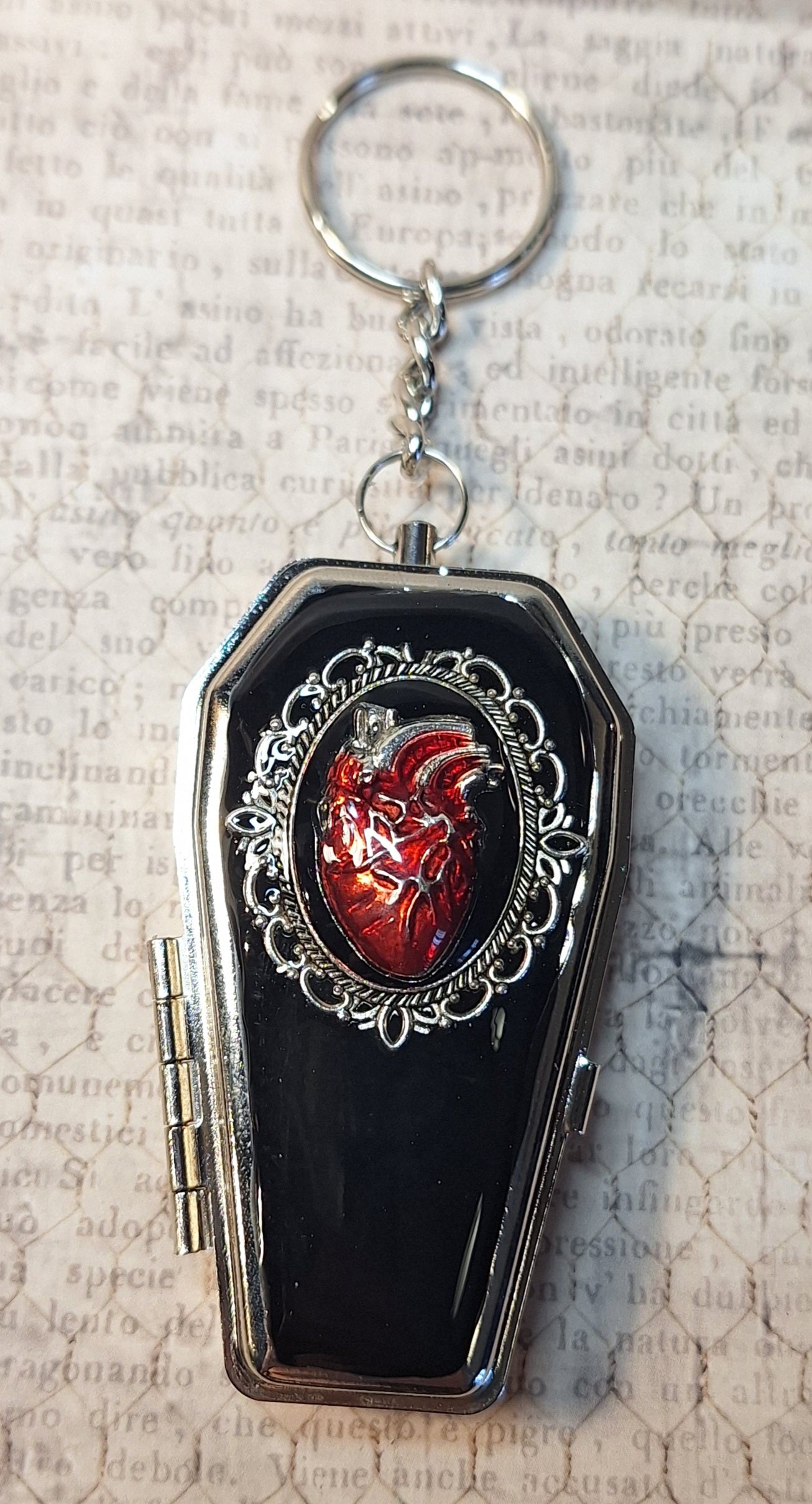 Anatomical Heart Coffin Trinket Box Holder Keychain