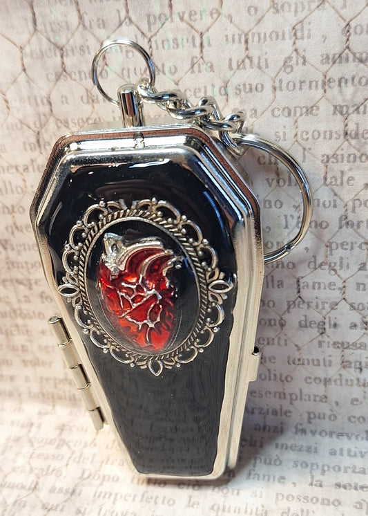 Anatomical Heart Coffin Trinket Box Holder Keychain