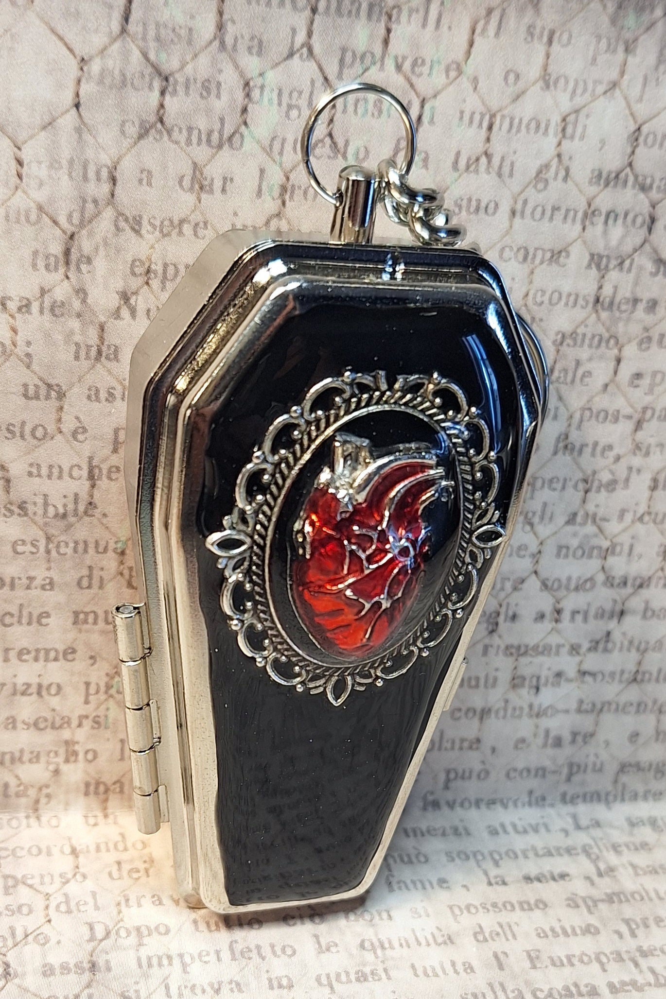 Anatomical Heart Coffin Trinket Box Holder Keychain