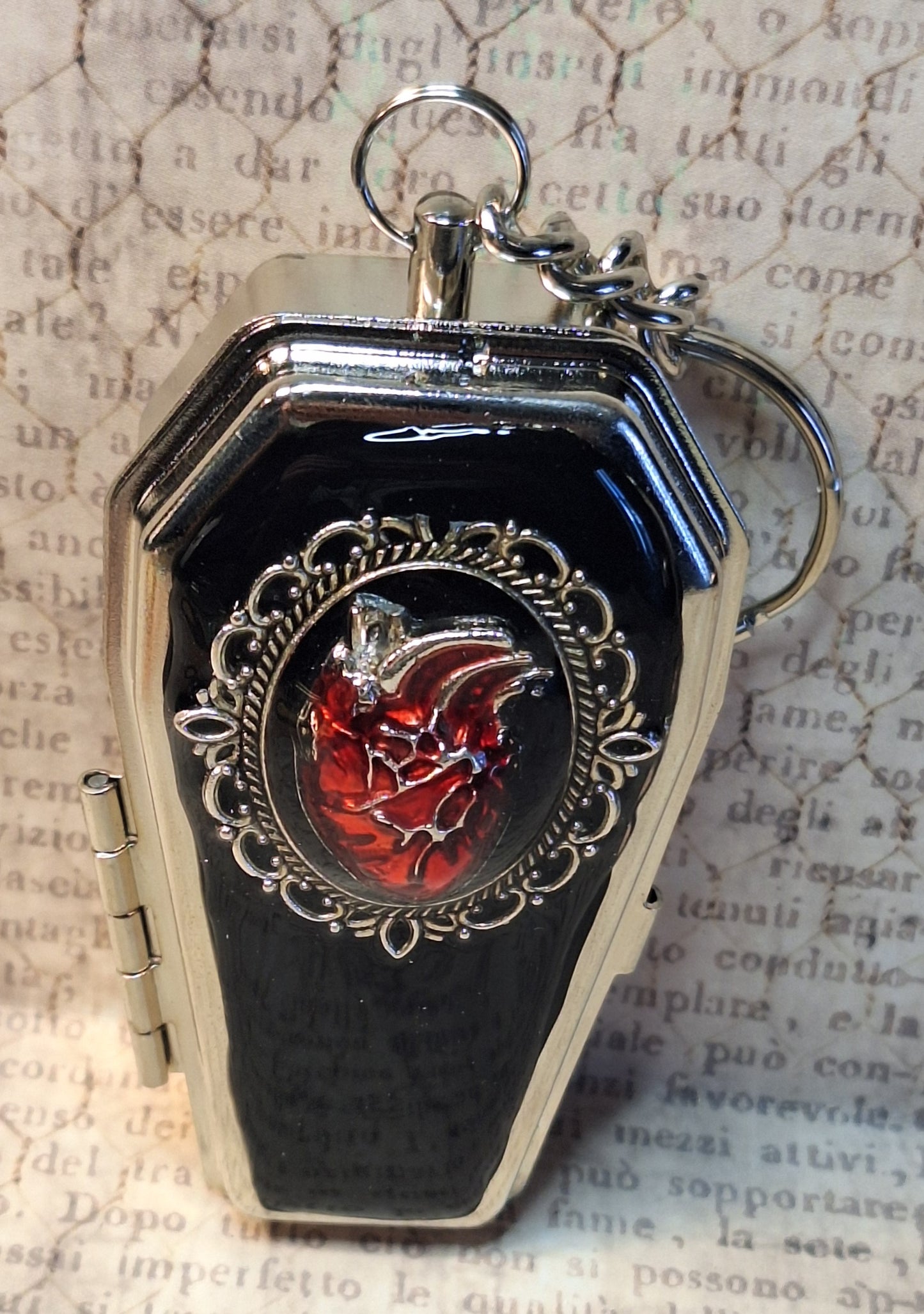 Anatomical Heart Coffin Trinket Box Holder Keychain