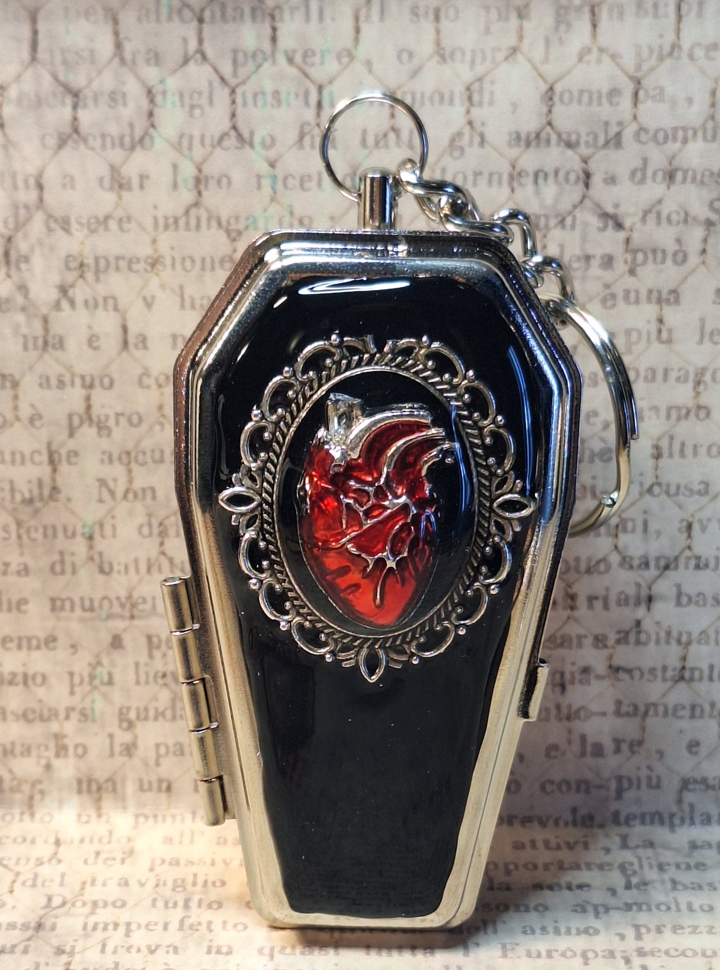 Anatomical Heart Coffin Trinket Box Holder Keychain