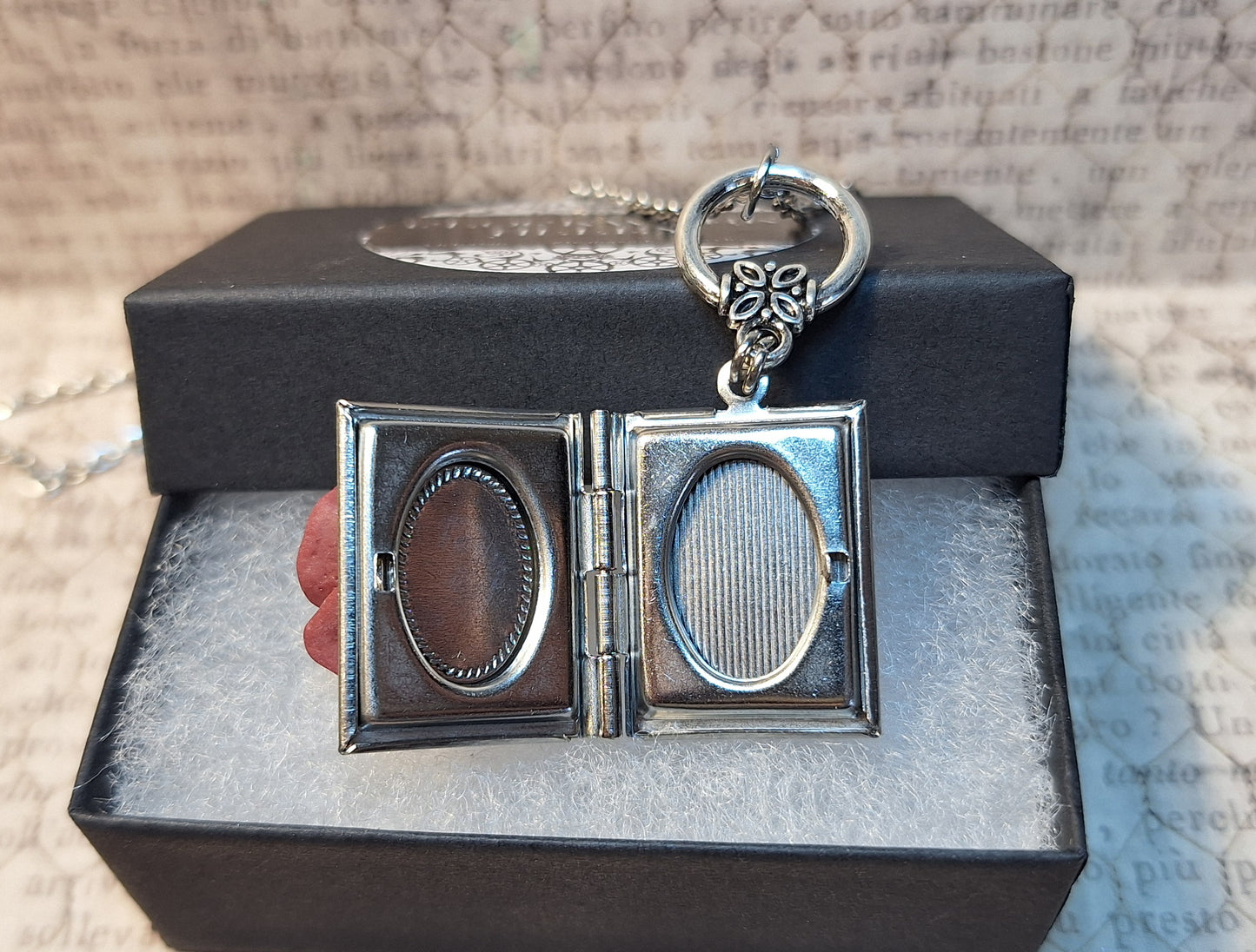 Red Rose Book locket Necklace