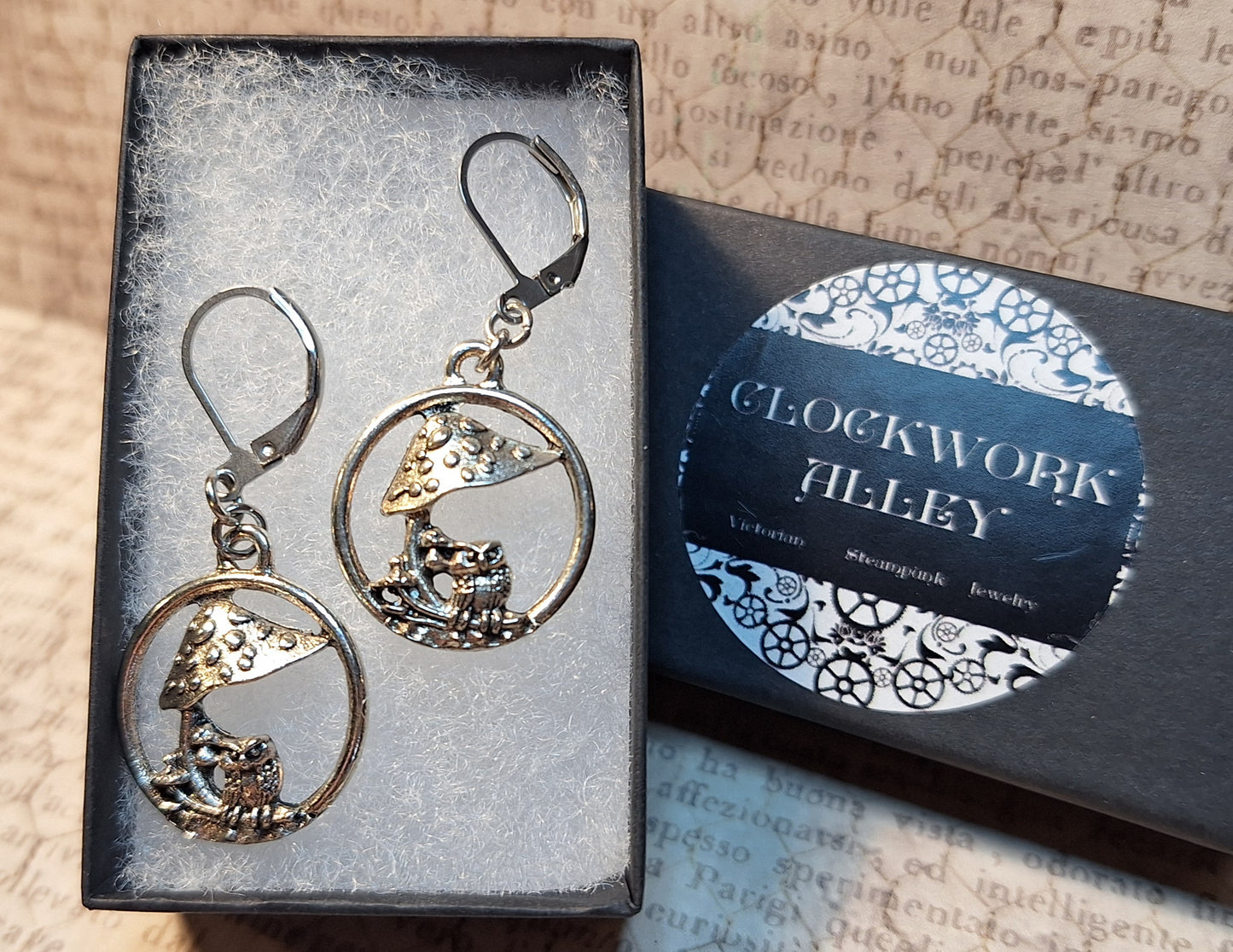 Mushroom Owl Earrings