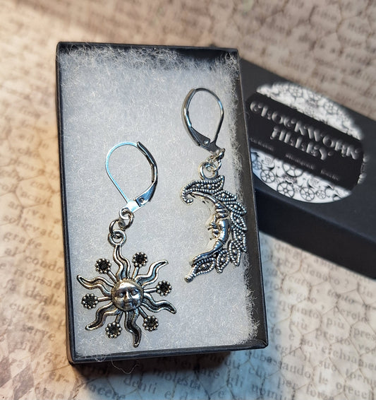 Sun and Moon Dangle Earrings