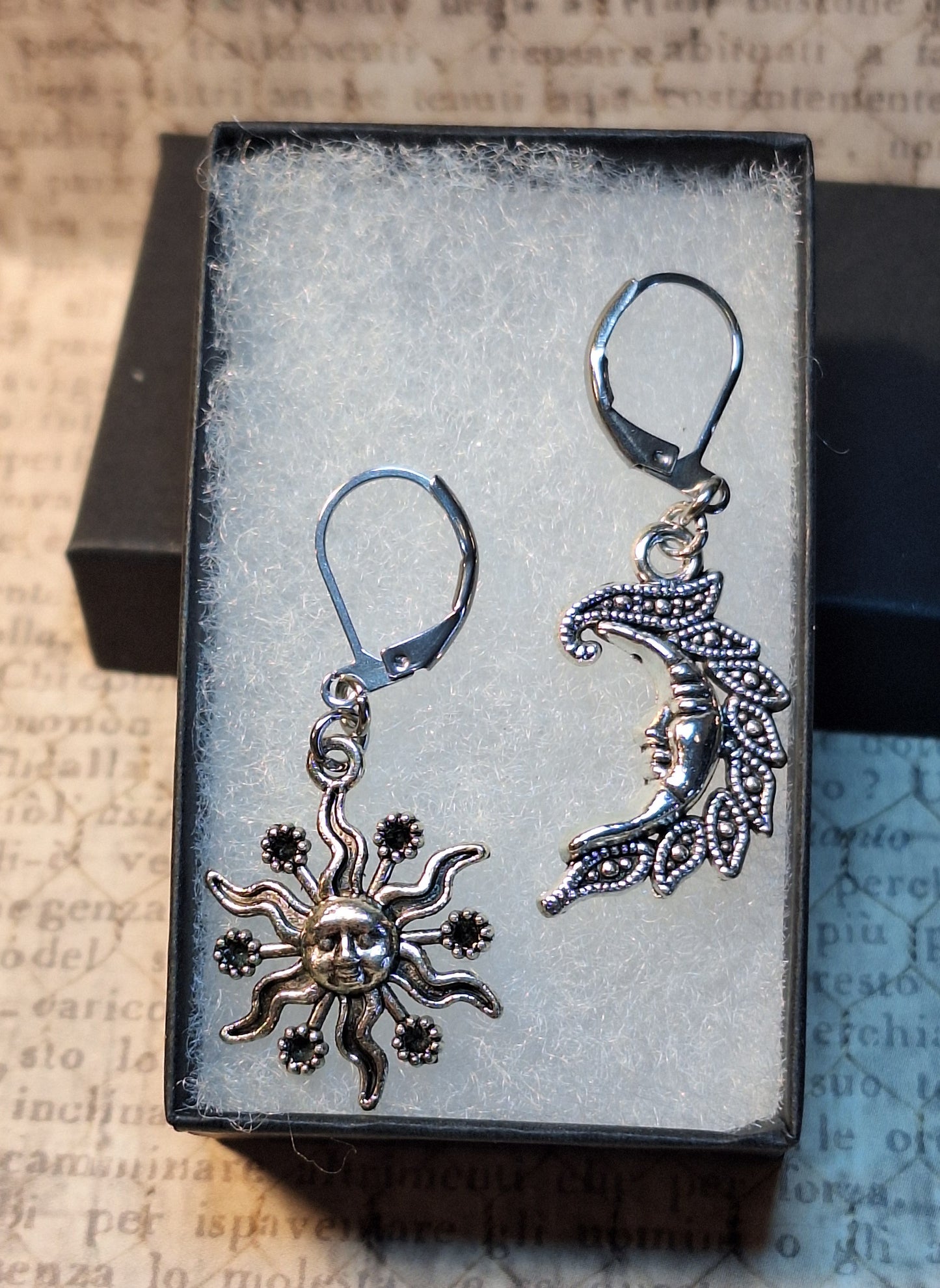 Sun and Moon Dangle Earrings