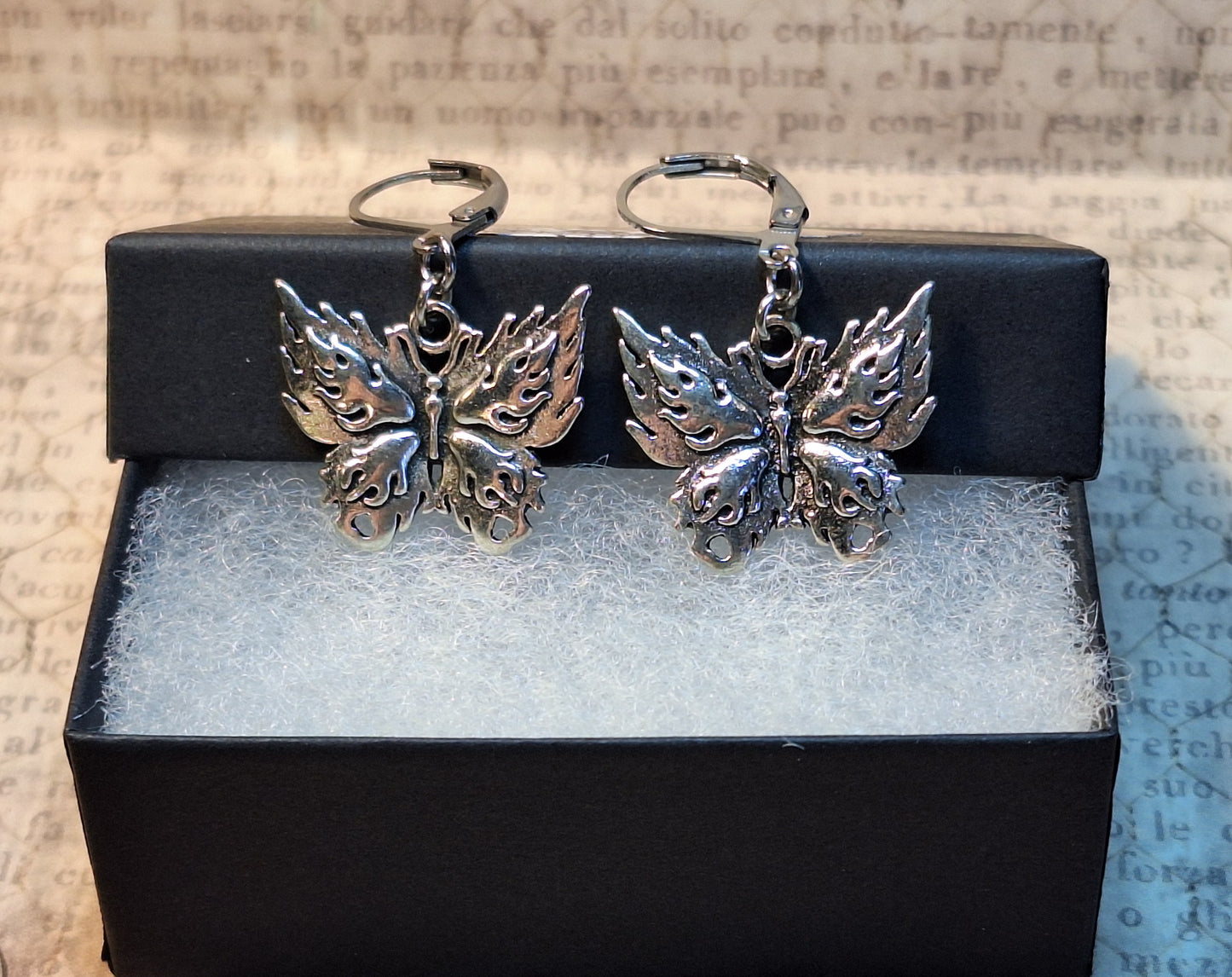 Fire Butterfly Dangle Earrings