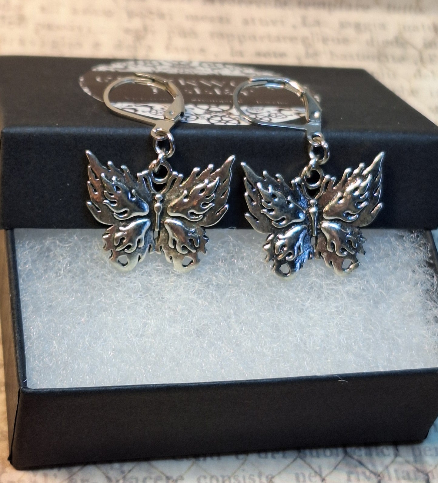 Fire Butterfly Dangle Earrings