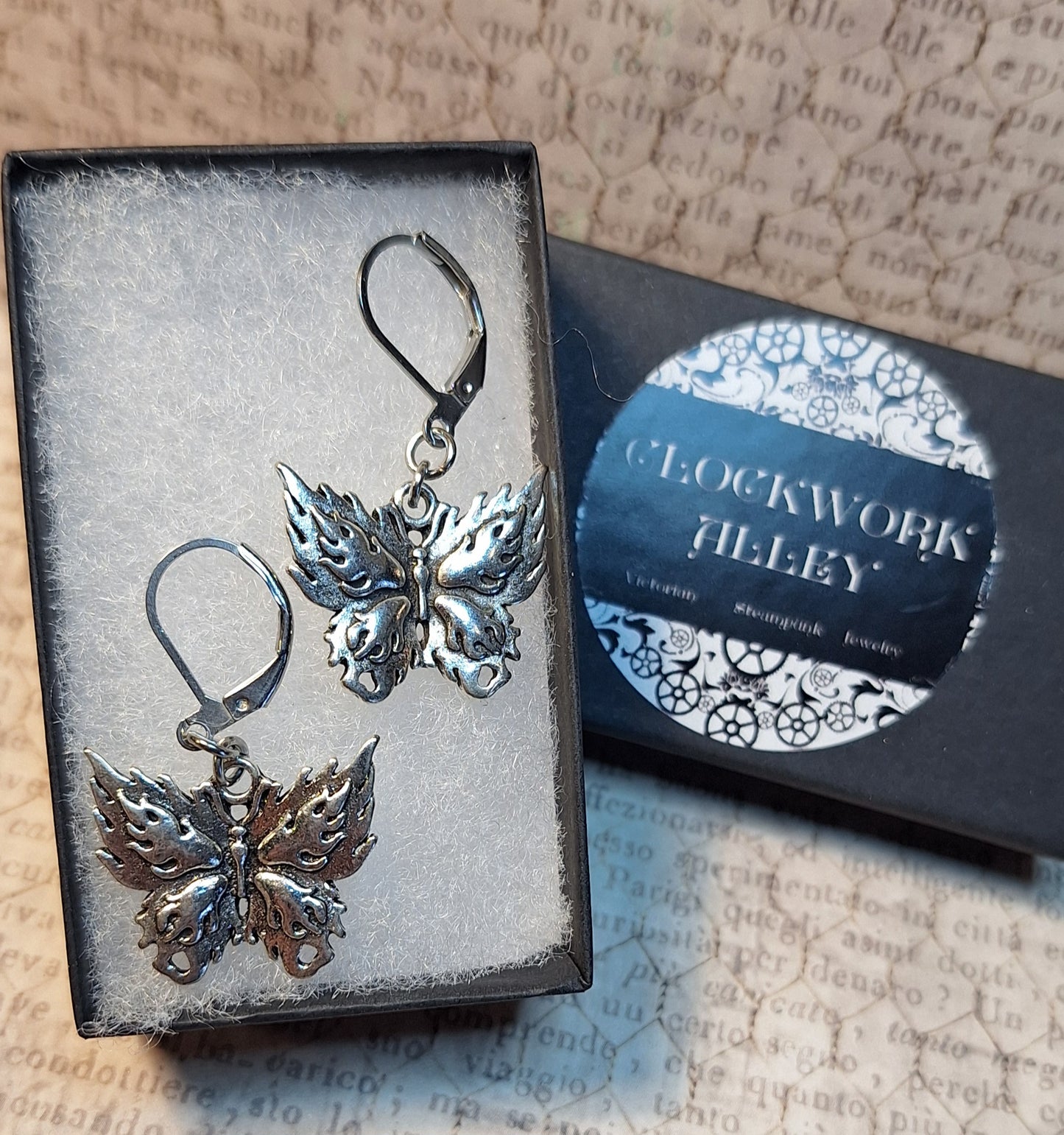 Fire Butterfly Dangle Earrings