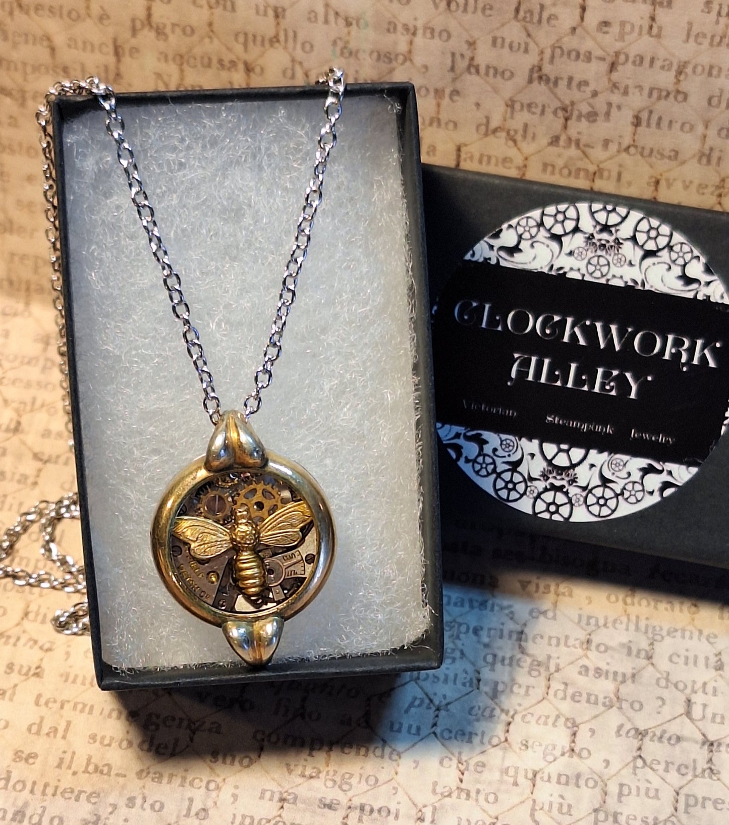 Steampunk Bee Watch Case Pendant Necklace