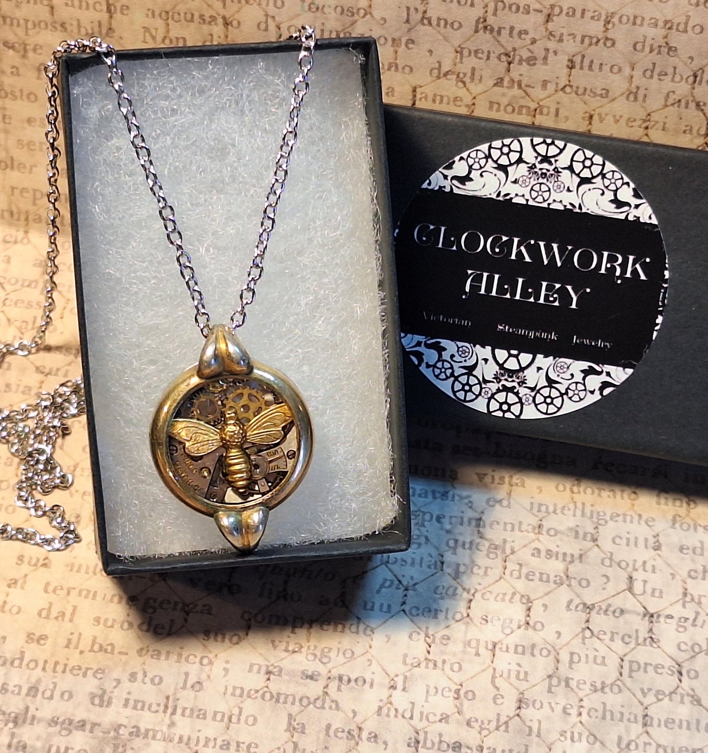 Steampunk Bee Watch Case Pendant Necklace