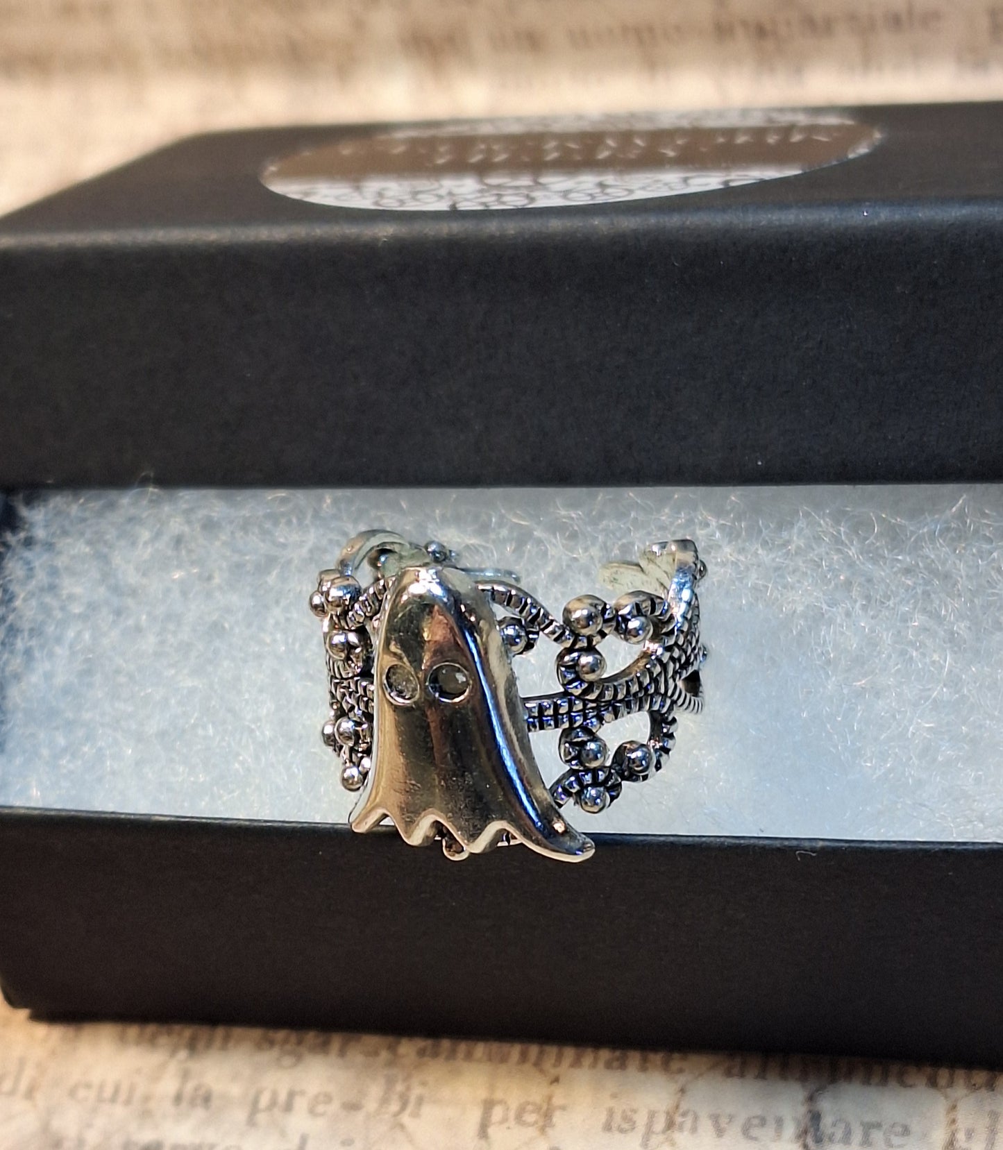 Silver Ghost Adjustable Filigree Ring