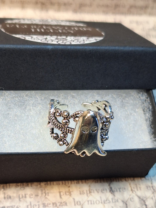 Silver Ghost Adjustable Filigree Ring