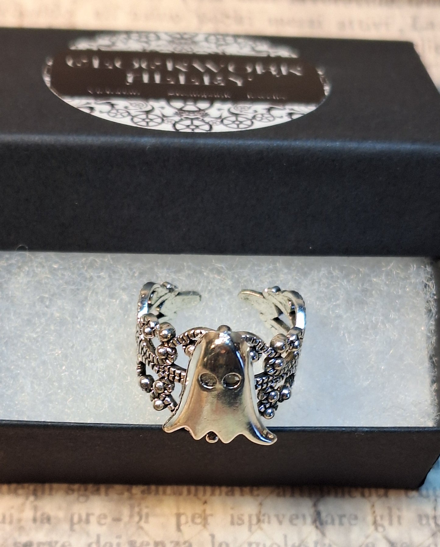 Silver Ghost Adjustable Filigree Ring