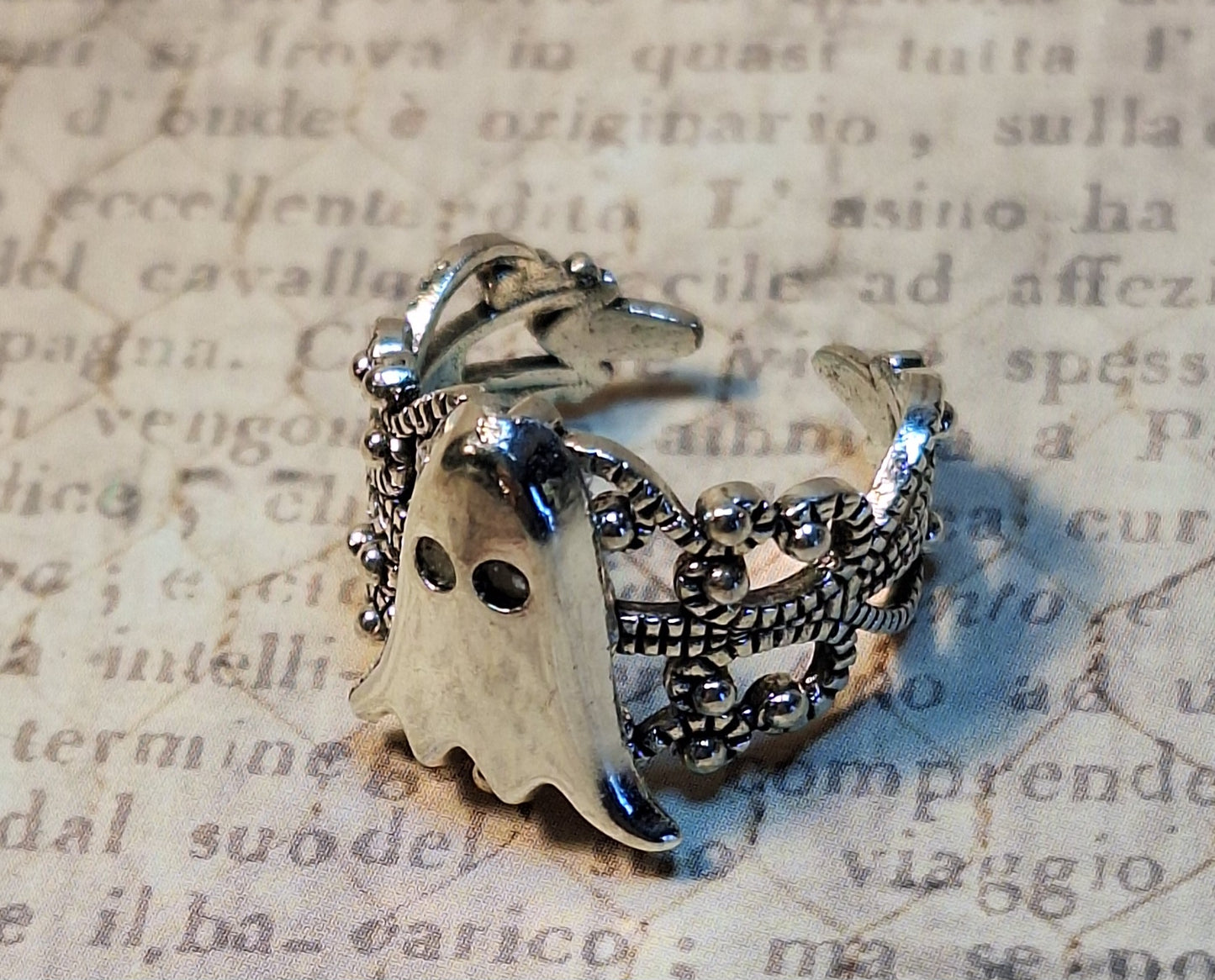 Silver Ghost Adjustable Filigree Ring