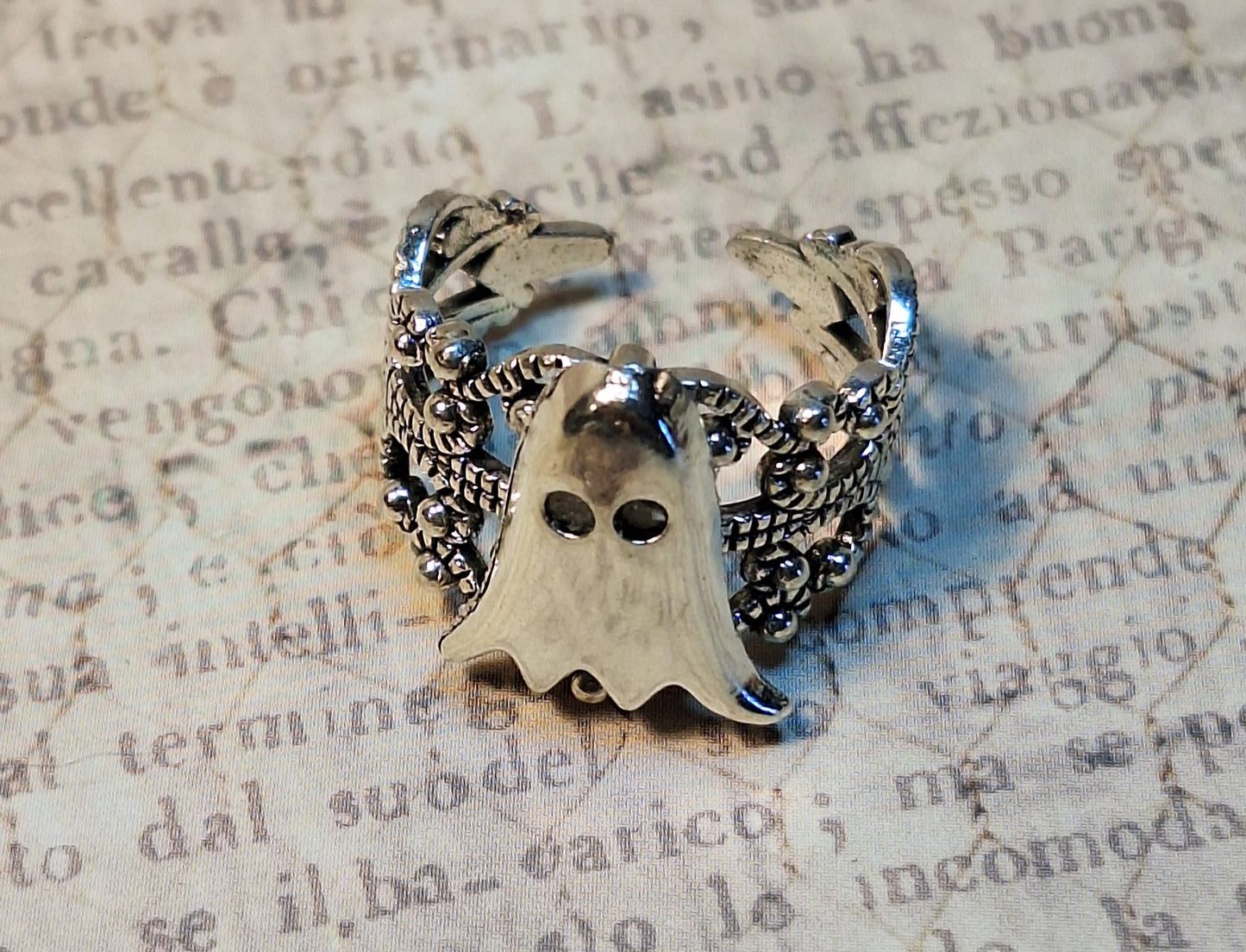 Silver Ghost Adjustable Filigree Ring
