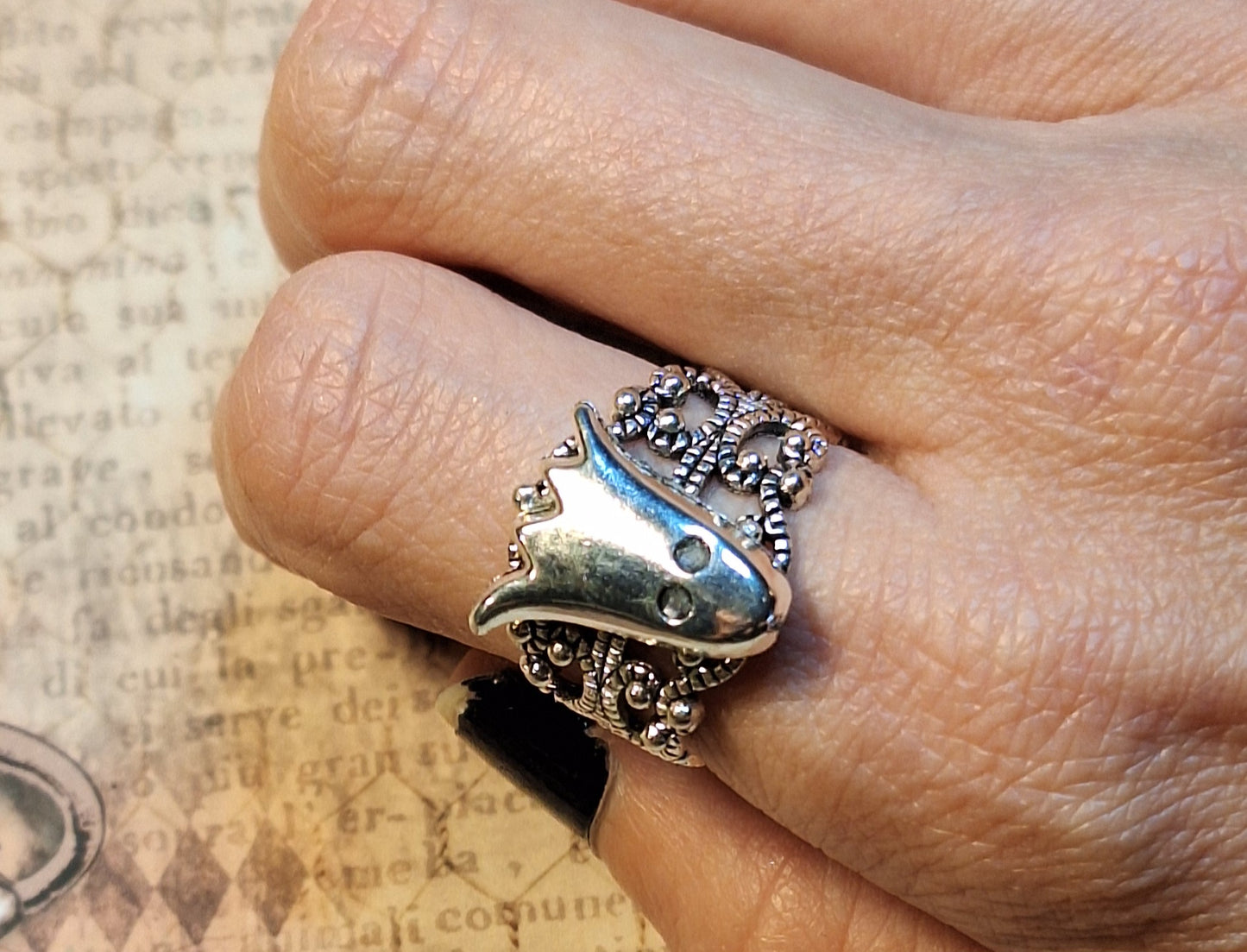 Silver Ghost Adjustable Filigree Ring