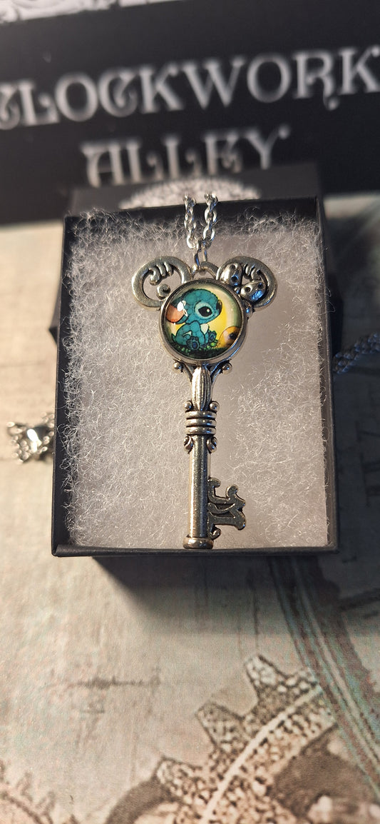 Alien Character Key with ears Necklace