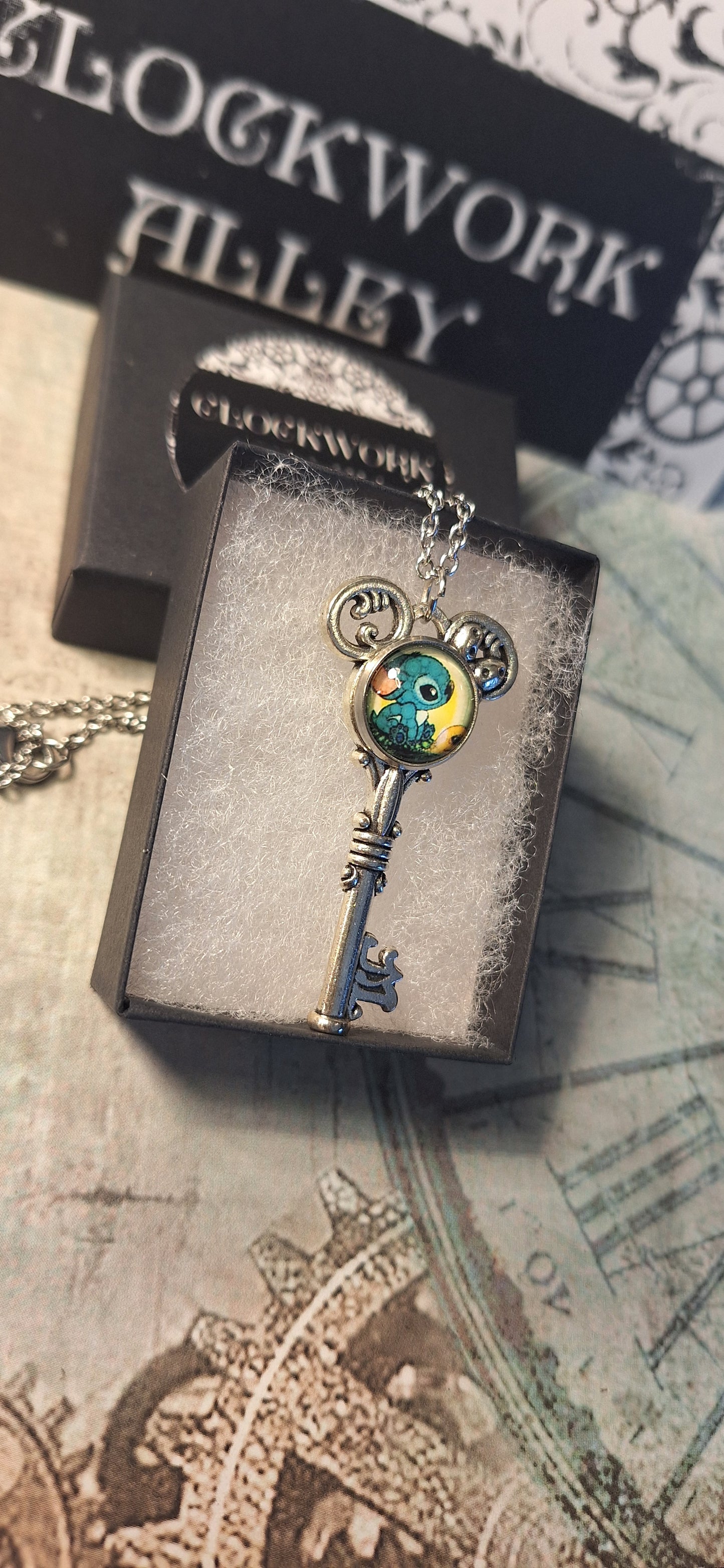 Alien Character Key with ears Necklace