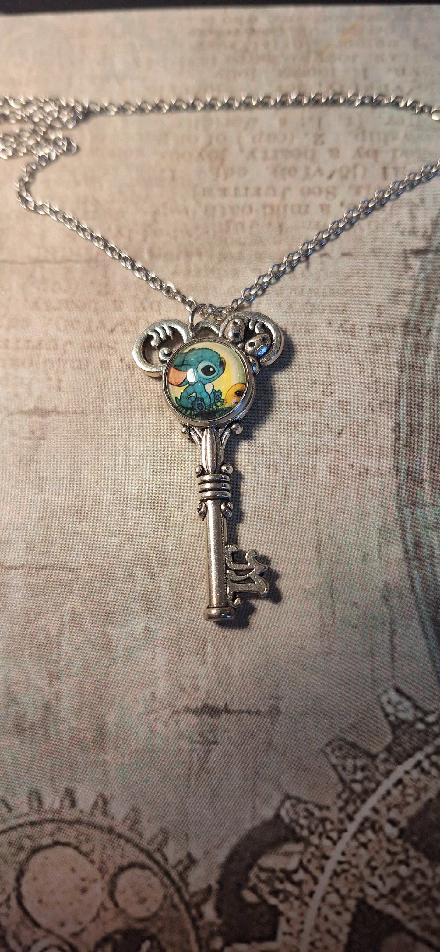Alien Character Key with ears Necklace