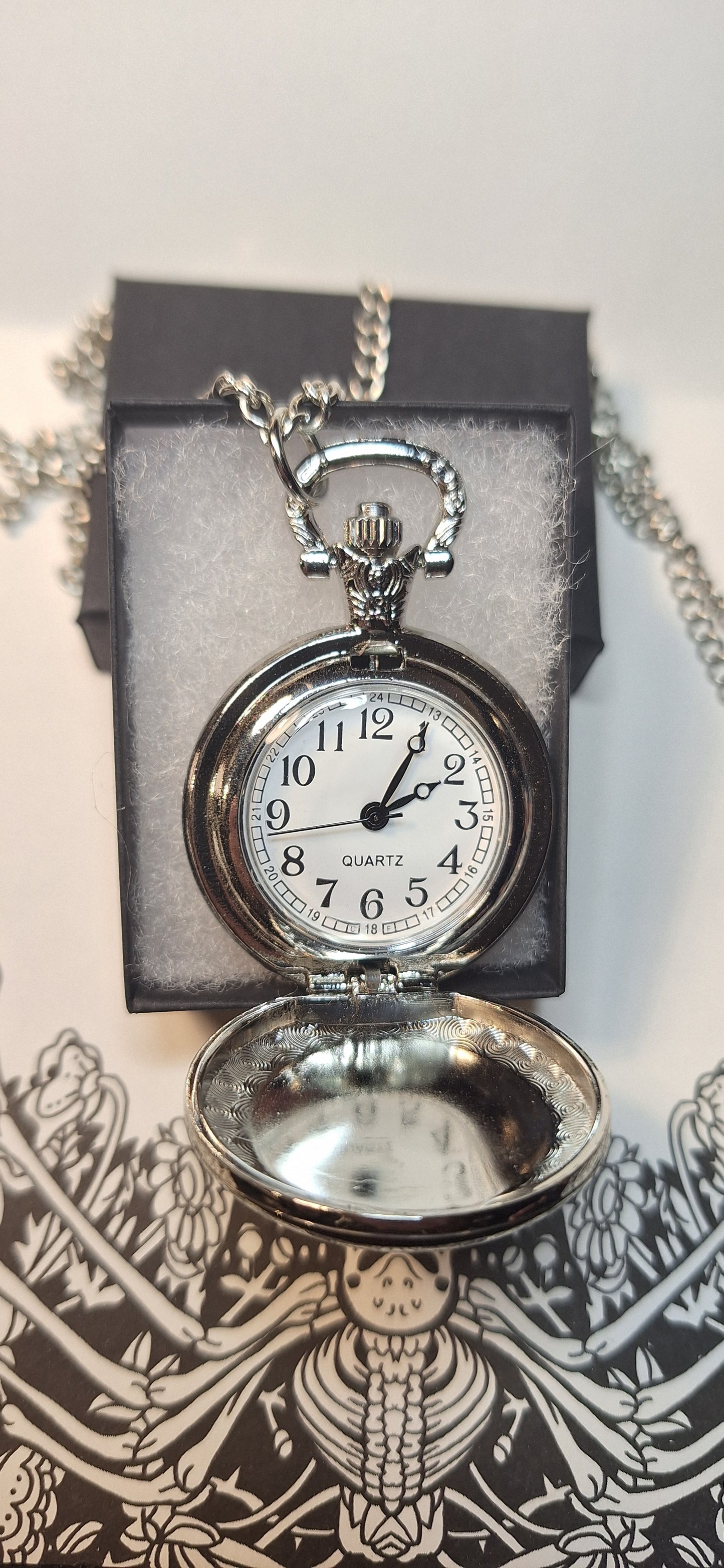 Working Raven Pocket Watch Necklace