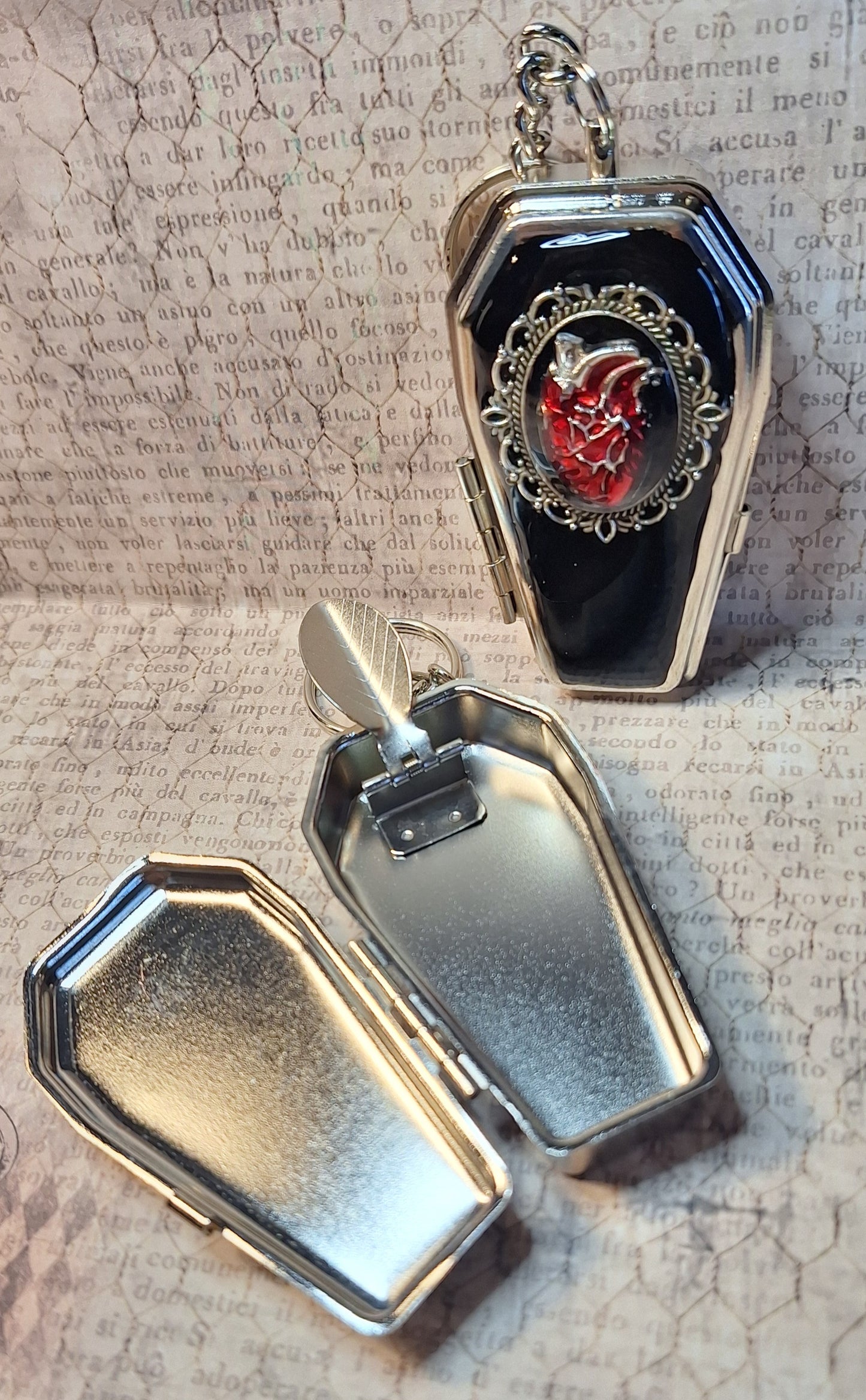 Anatomical Heart Coffin Trinket Box Holder Keychain