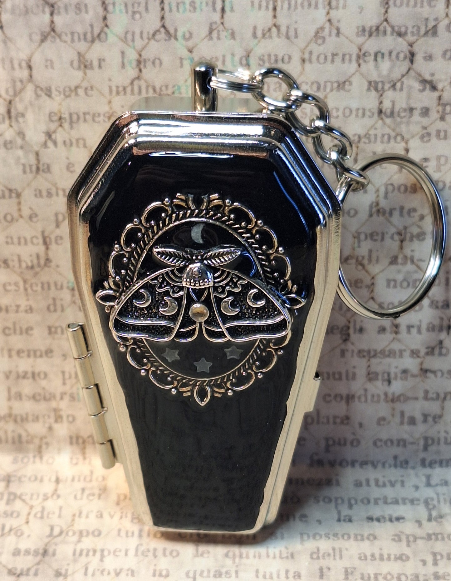 Lunar Moth Trinket Box Key Chain with Glow in the Dark Stars