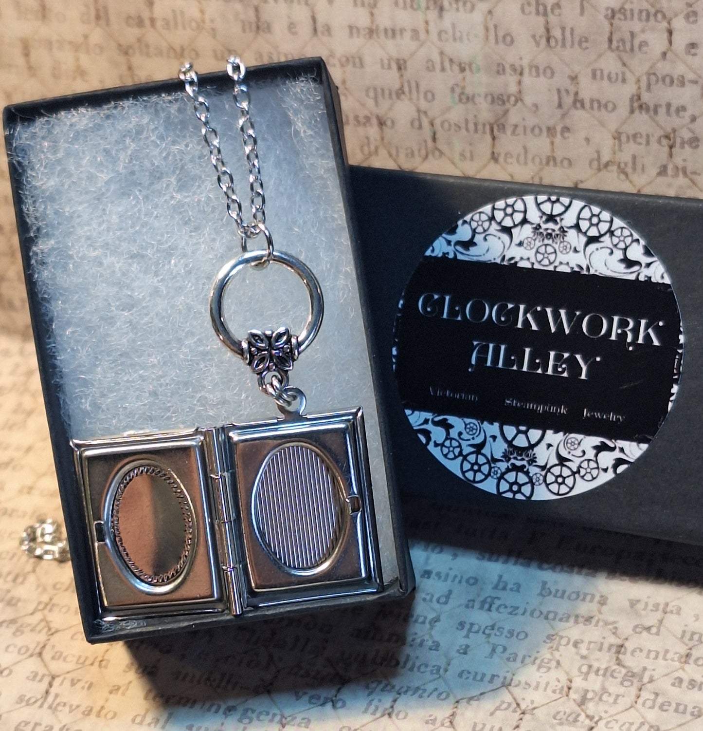 Black Coffin Book Locket Necklace