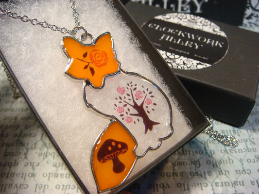 Fox with Nature Transparent Orange Necklace