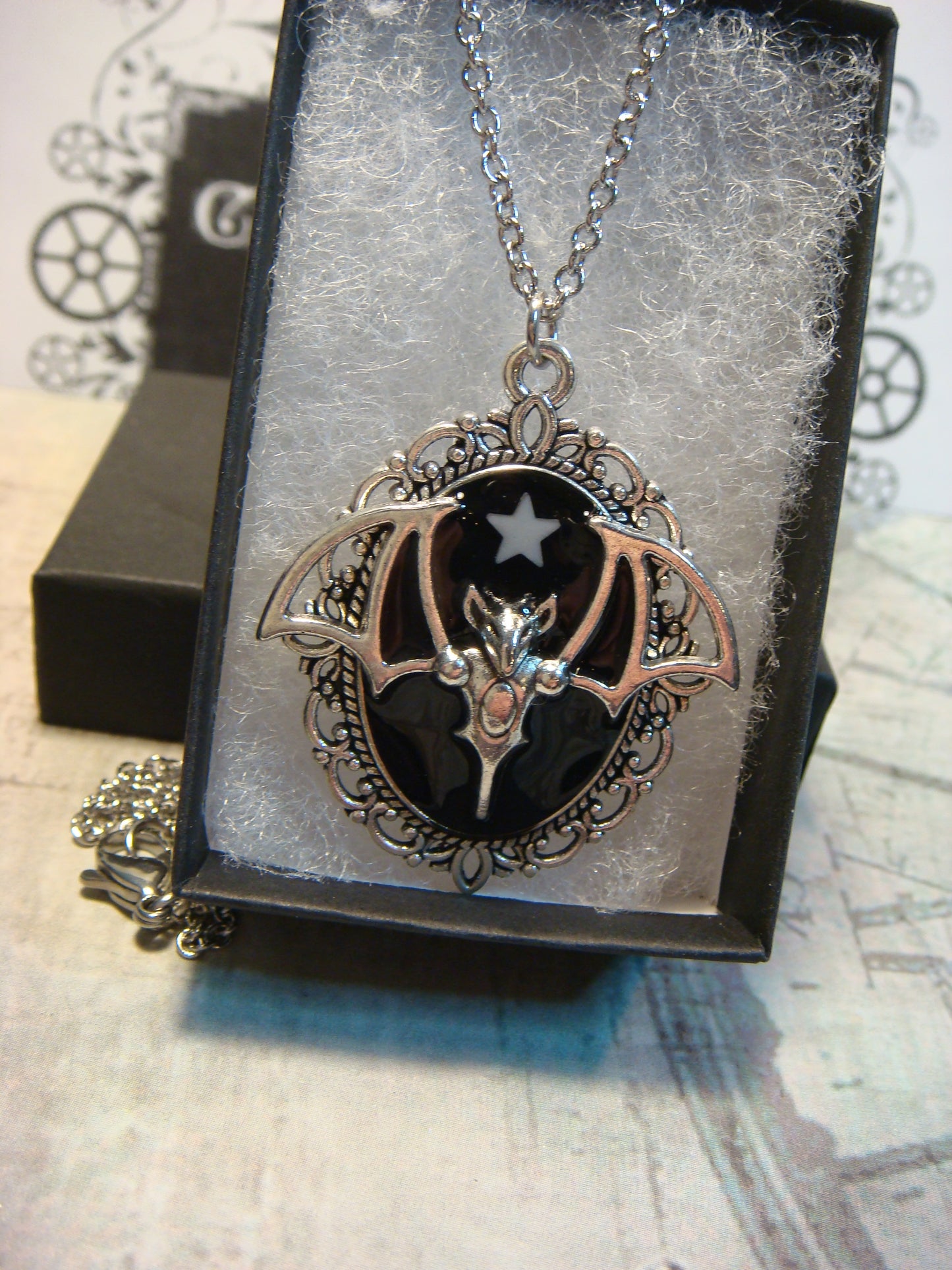 Bat with Glow Star Ornate Necklace