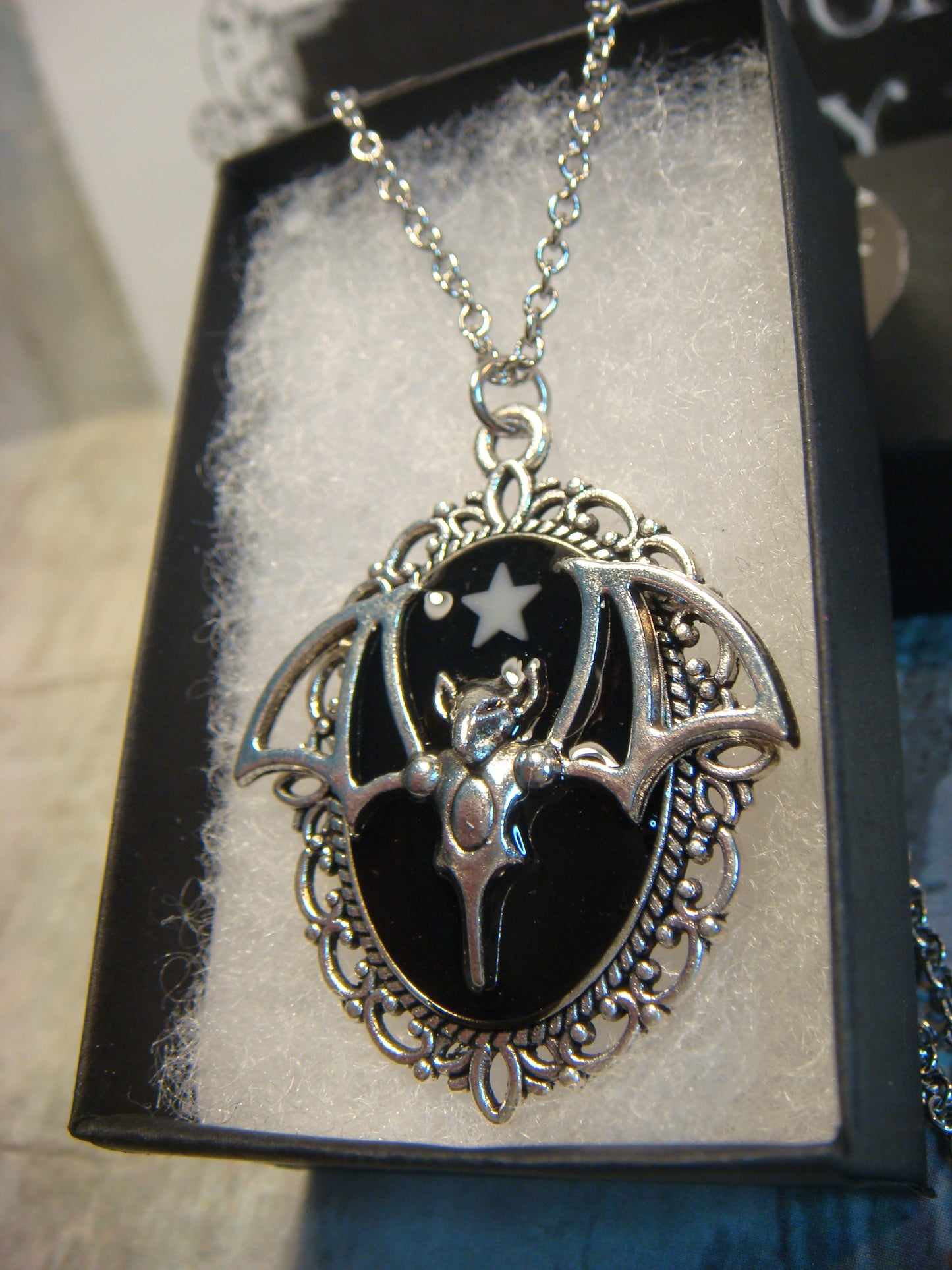 Bat with Glow Star Ornate Necklace