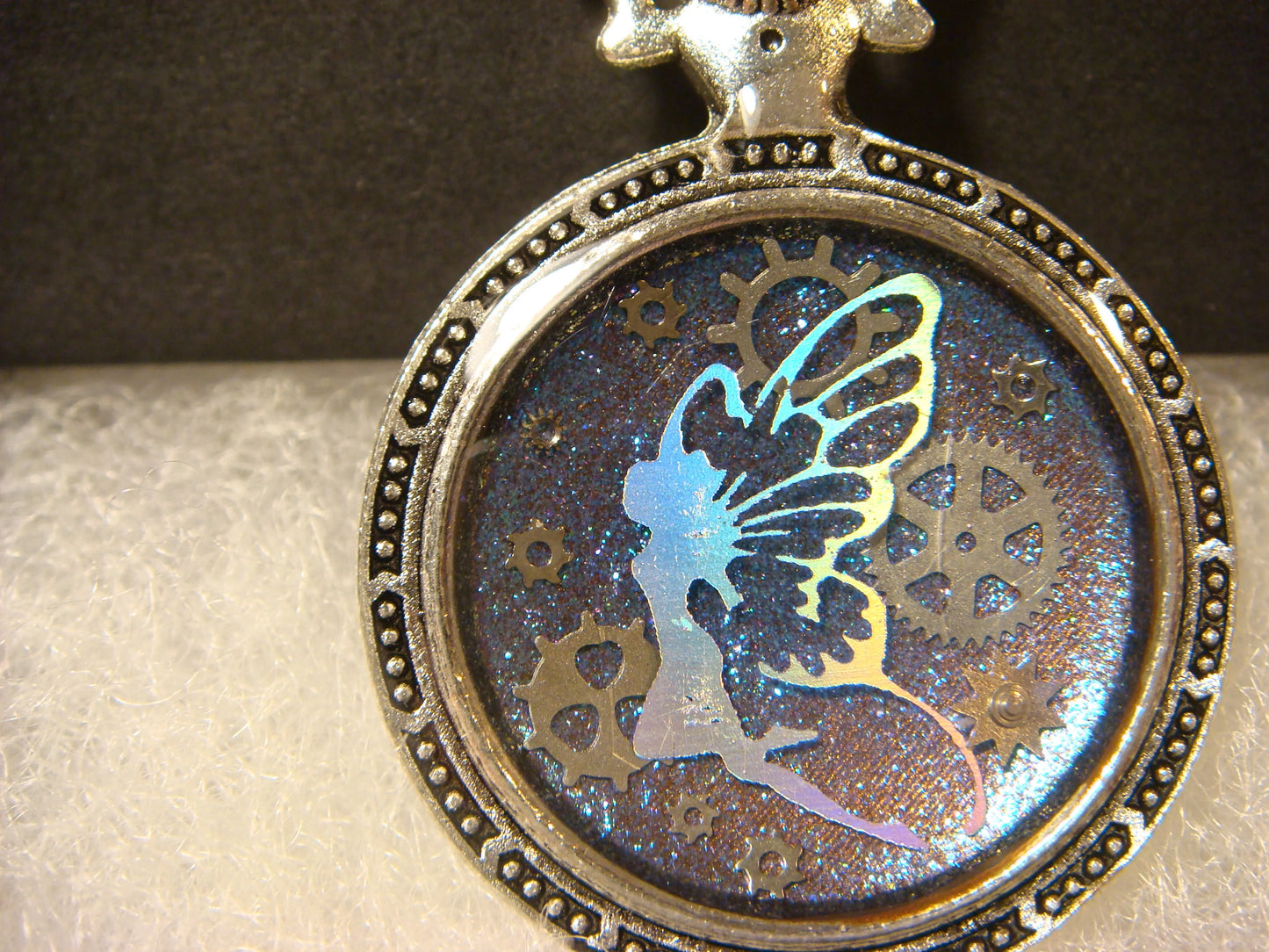Fairy and Gears Pocket Watch Pendant Necklace