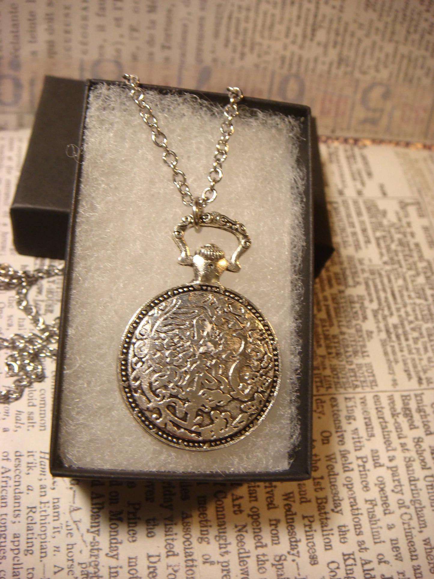 Fairy and Gears Pocket Watch Pendant Necklace