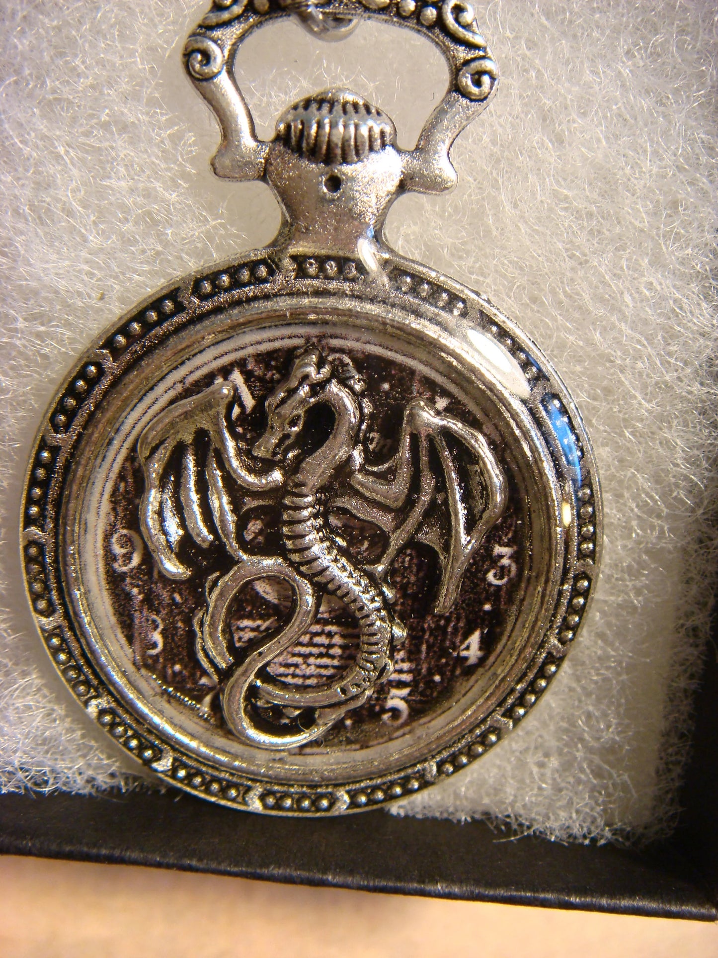 Dragon over Clock Pocket Watch Pendant Necklace