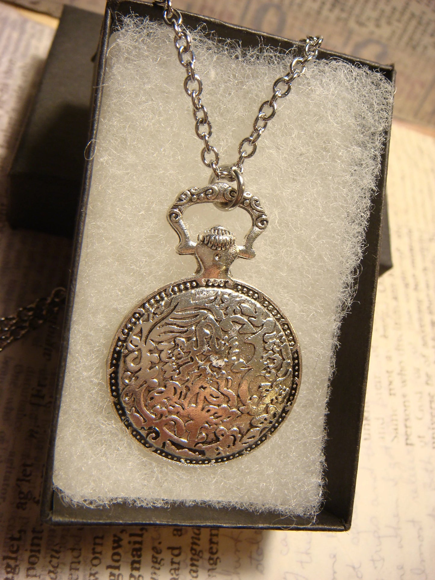 Octopus over Colorful Clock Pocket Watch Pendant Necklace