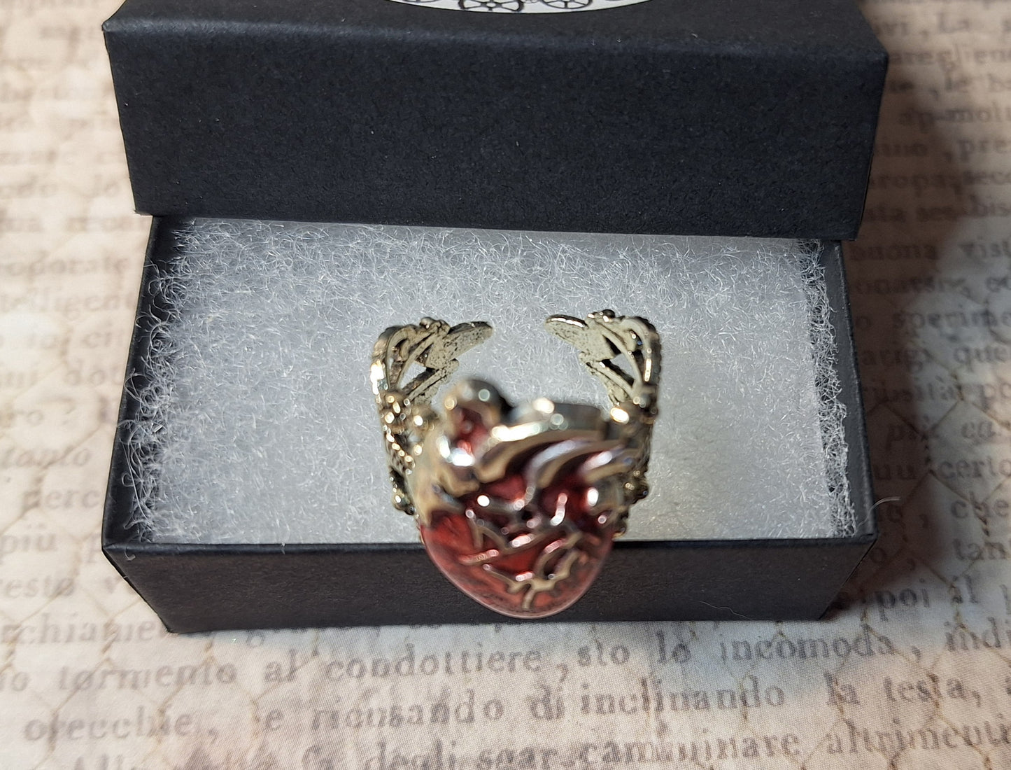 Anatomical Heart Adjustable Filigree Ring
