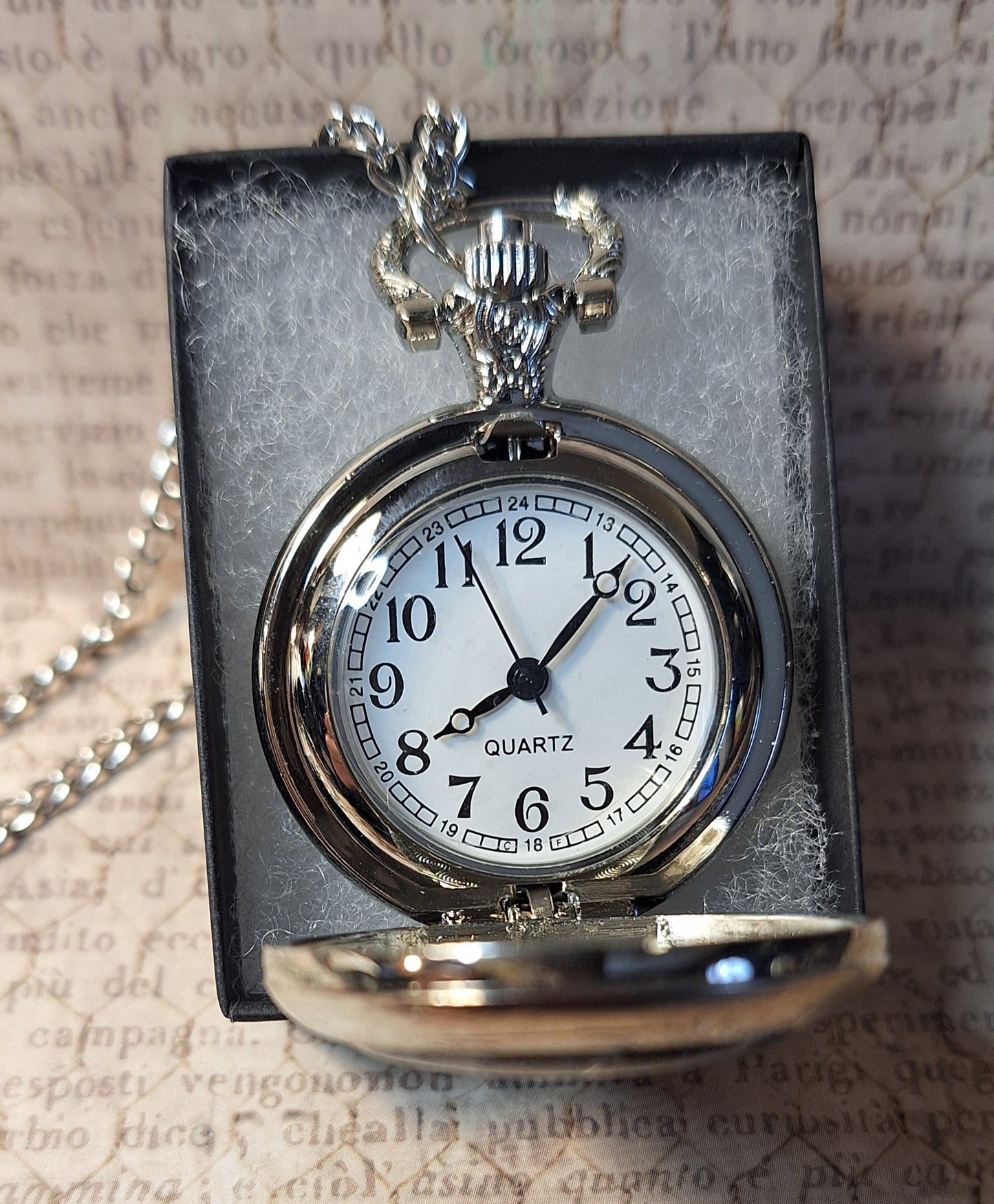 Working Sun with Glow-in-the-dark Stars Pocket Watch Necklace