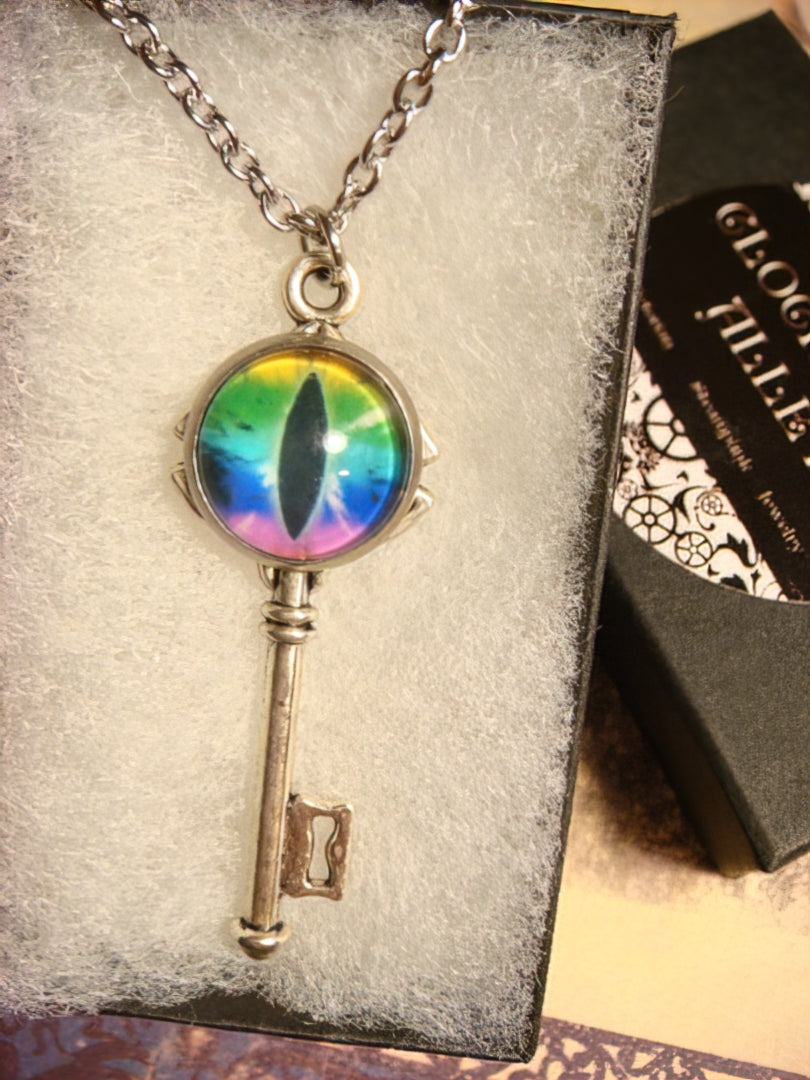 Colorful Eye Image Key Necklace