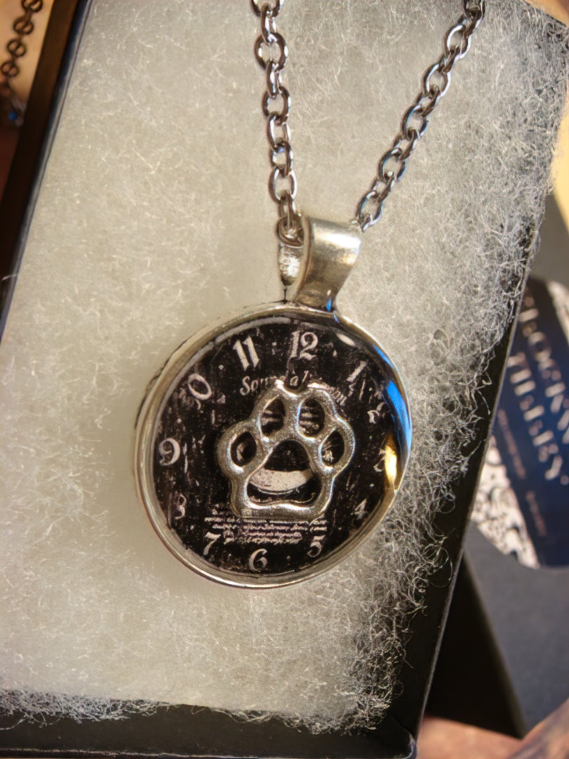 Paw over Clock Small Pendant Necklace
