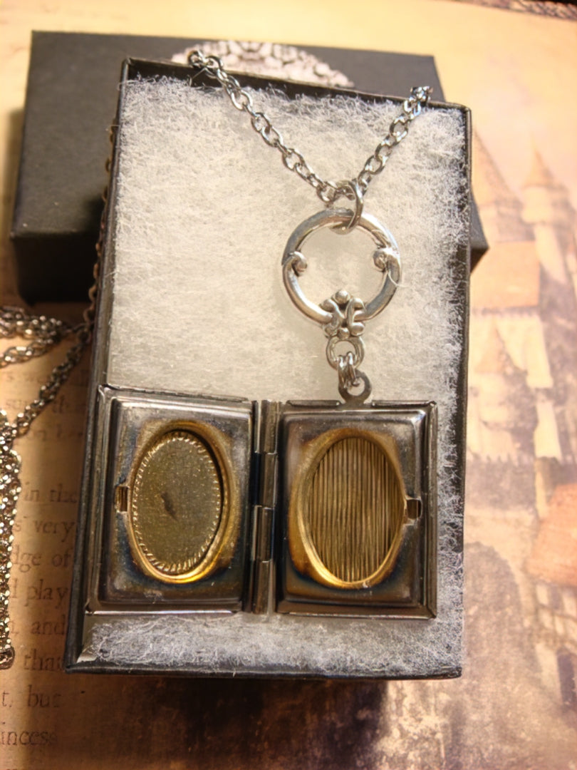 Owl Heart Book Locket Necklace