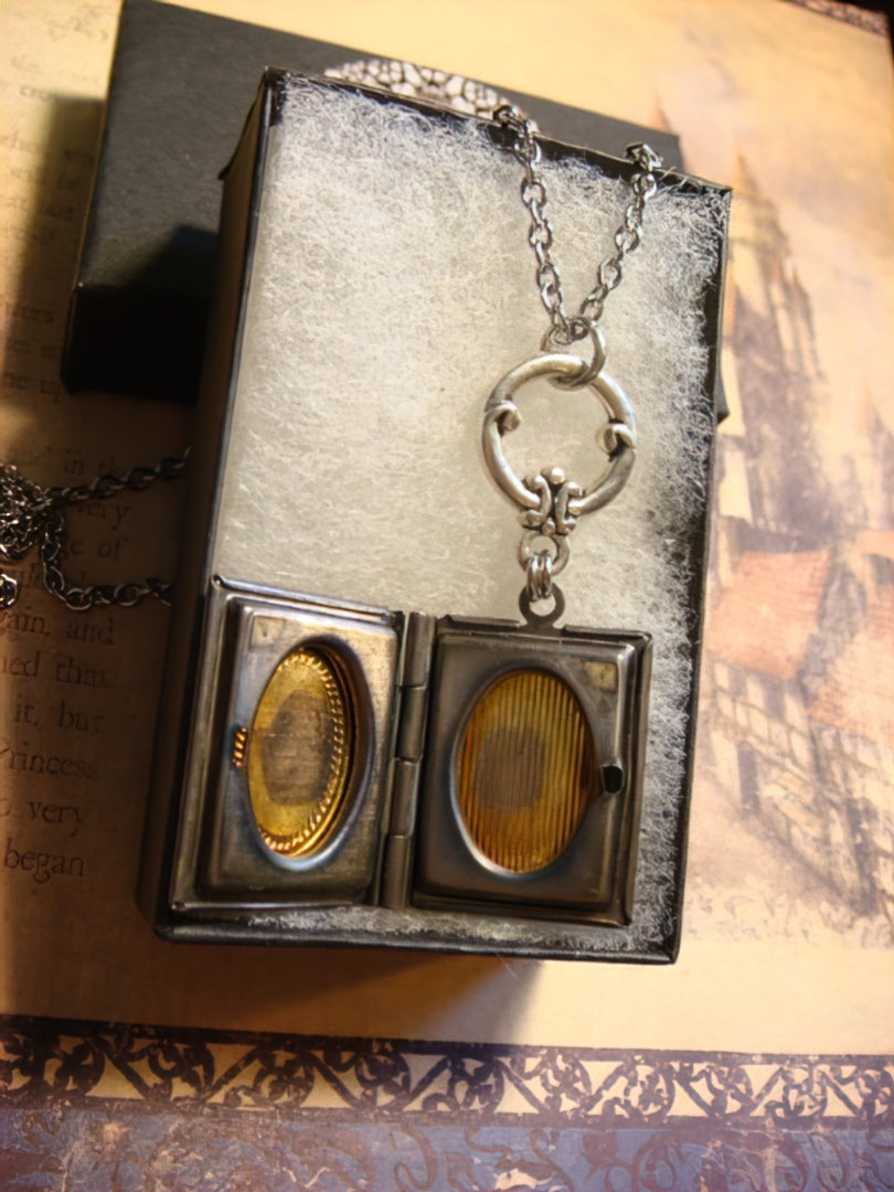 Owl Heart Book Locket Necklace