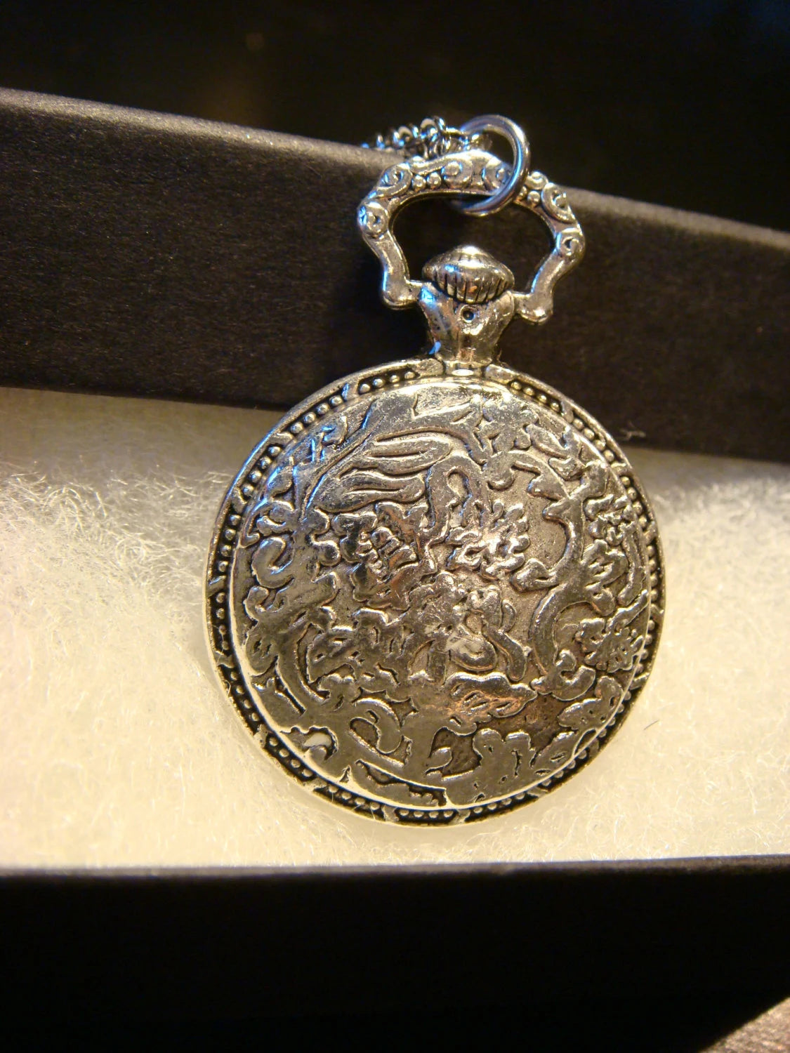 Tree of Life over Etched Gear Pocket Watch Style Pendant Necklace