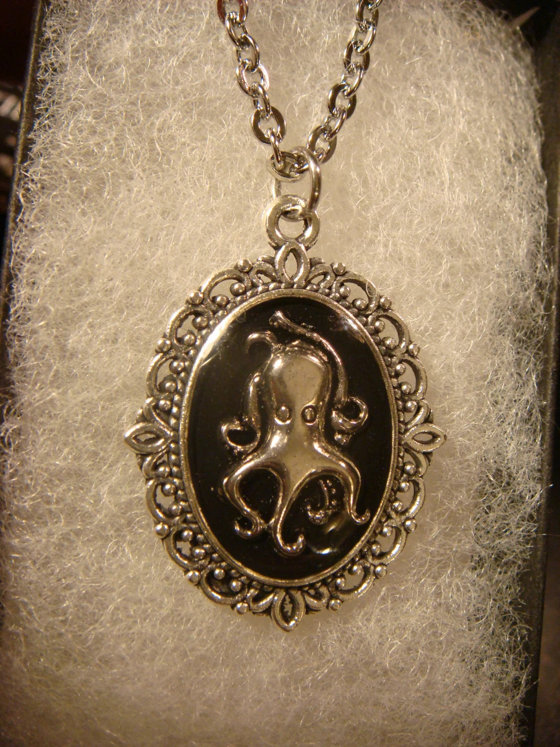 Octopus Small Ornate Necklace - Black