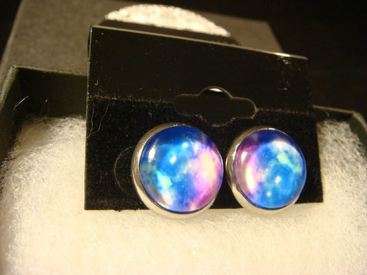 Nebula Galaxy Image Stainless Steel Stud Earrings
