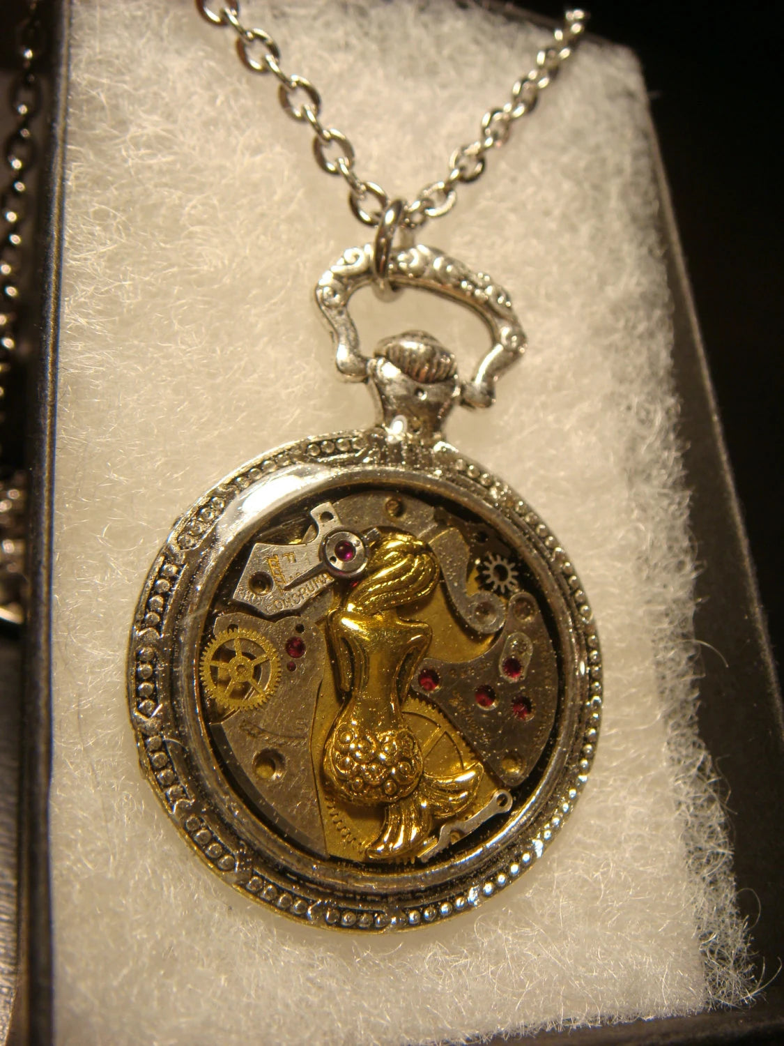 Clockwork Mermaid with Watch Parts Pocket Watch Pendant Necklace