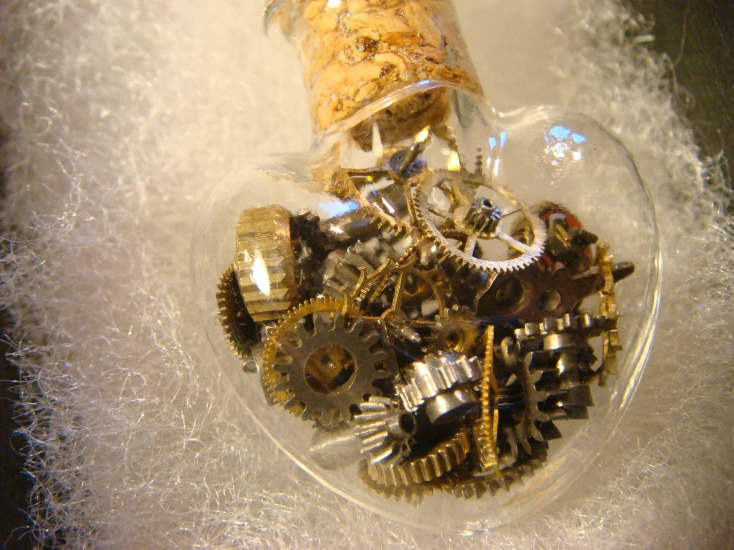 Steampunk Heart Vial with Gears and Watch Parts Necklace