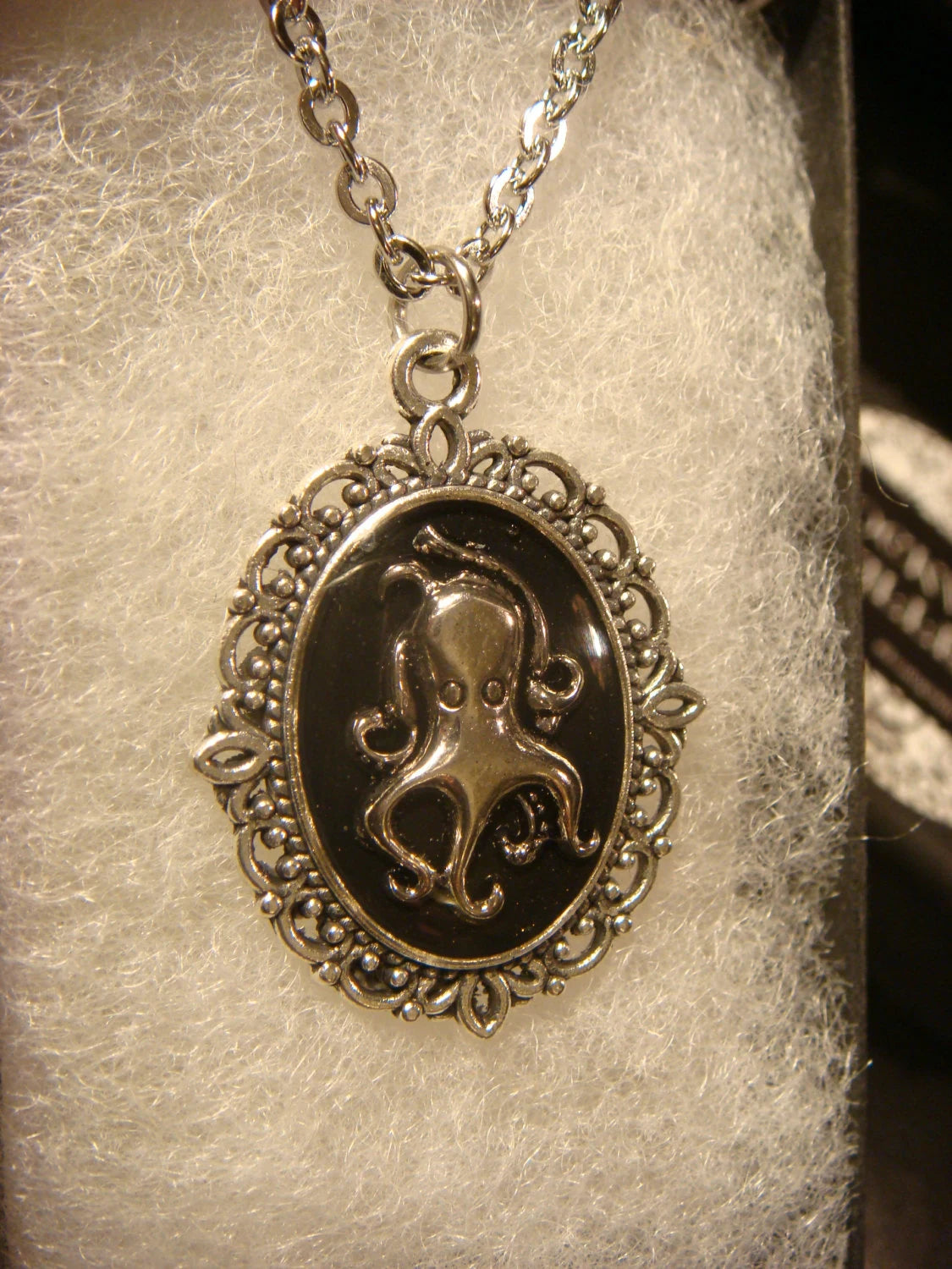 Octopus Small Ornate Necklace - Black