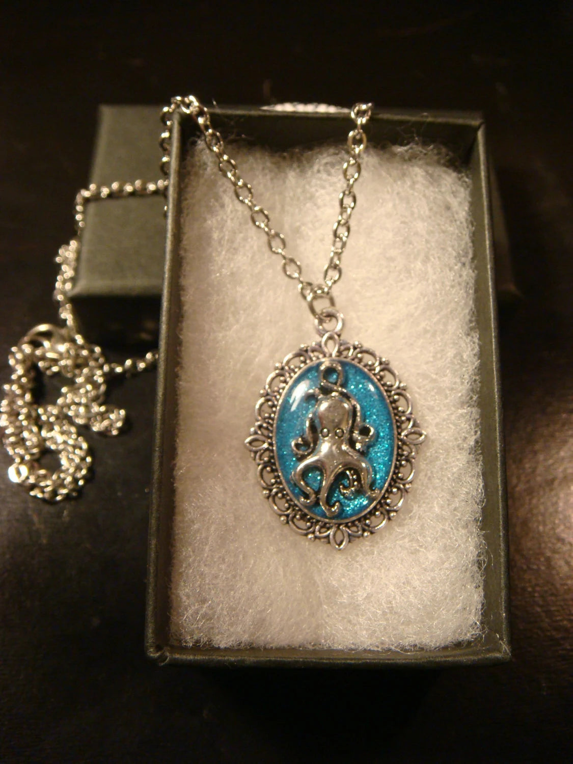 Octopus Small Ornate Necklace - Blue