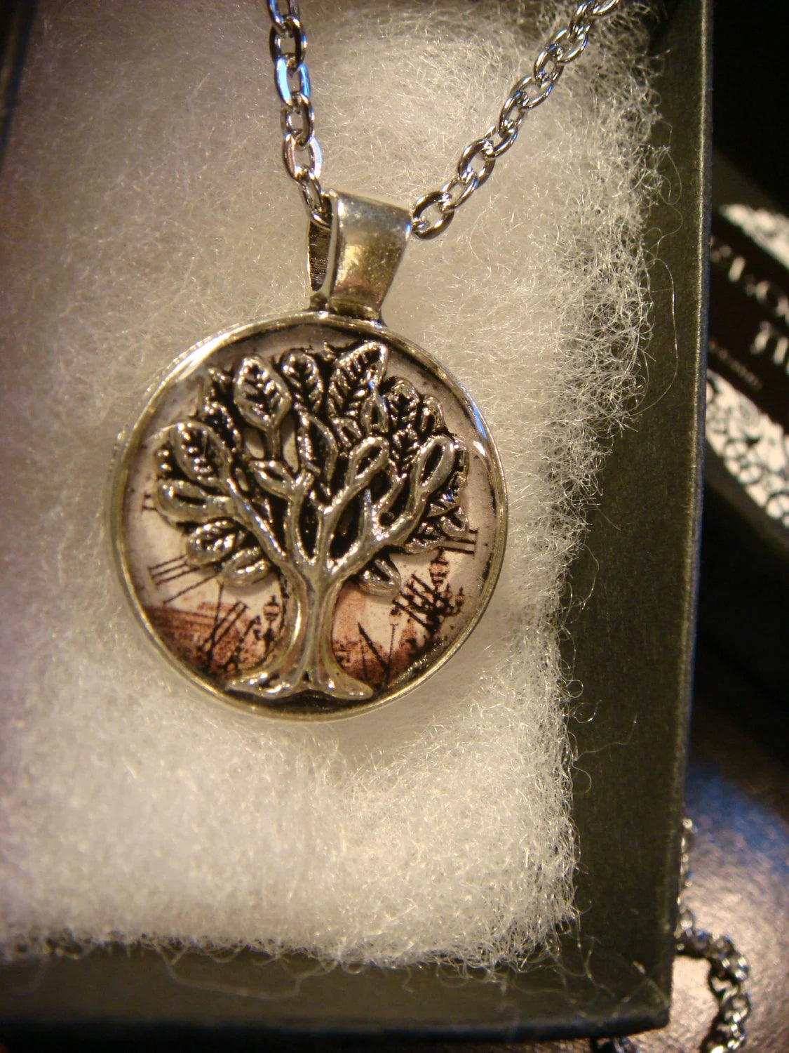 Tree of Life over Victorian Clock Small Pendant Necklace