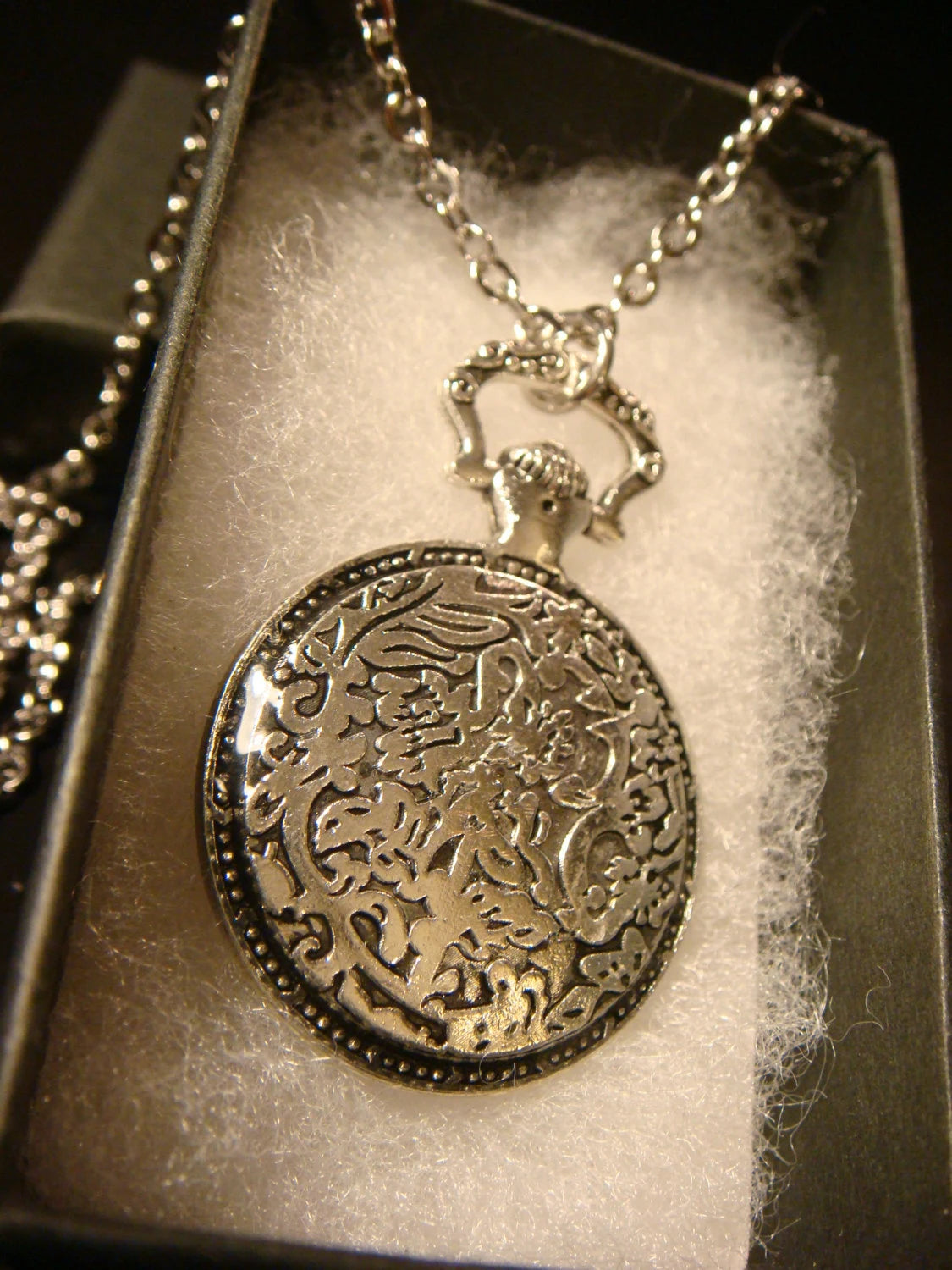 Mermaid over Victorian Clock Pocket Watch Pendant Necklace